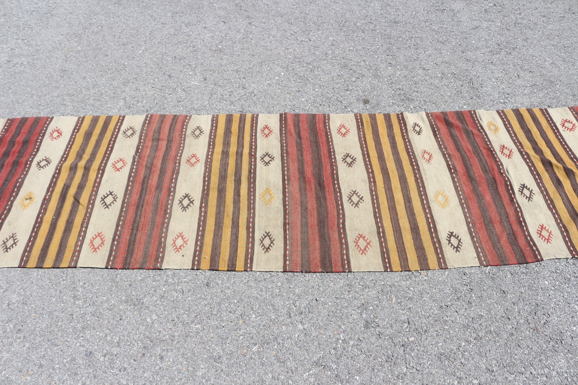 Beige  2.4x9.9 ft Runner Rug, Kilim, Corridor Rug, Oushak Rug, Eclectic Rug, Turkish Rug, Wool Rug, Vintage Rug, Hallway Rug