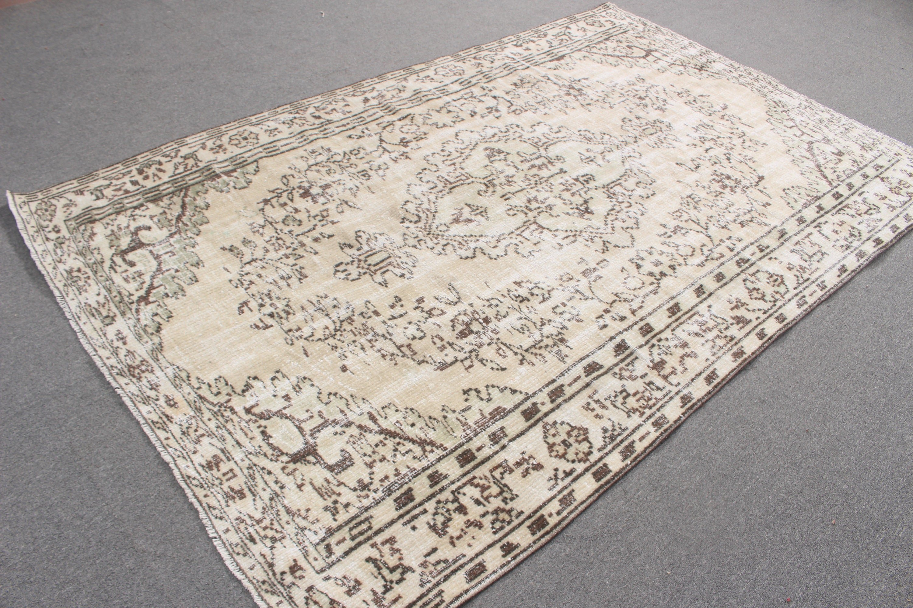 Turkish Rugs, Beige Modern Rugs, Cool Rug, Vintage Rugs, Moroccan Rugs, 5.2x8.3 ft Large Rug, Large Vintage Rugs, Dining Room Rugs