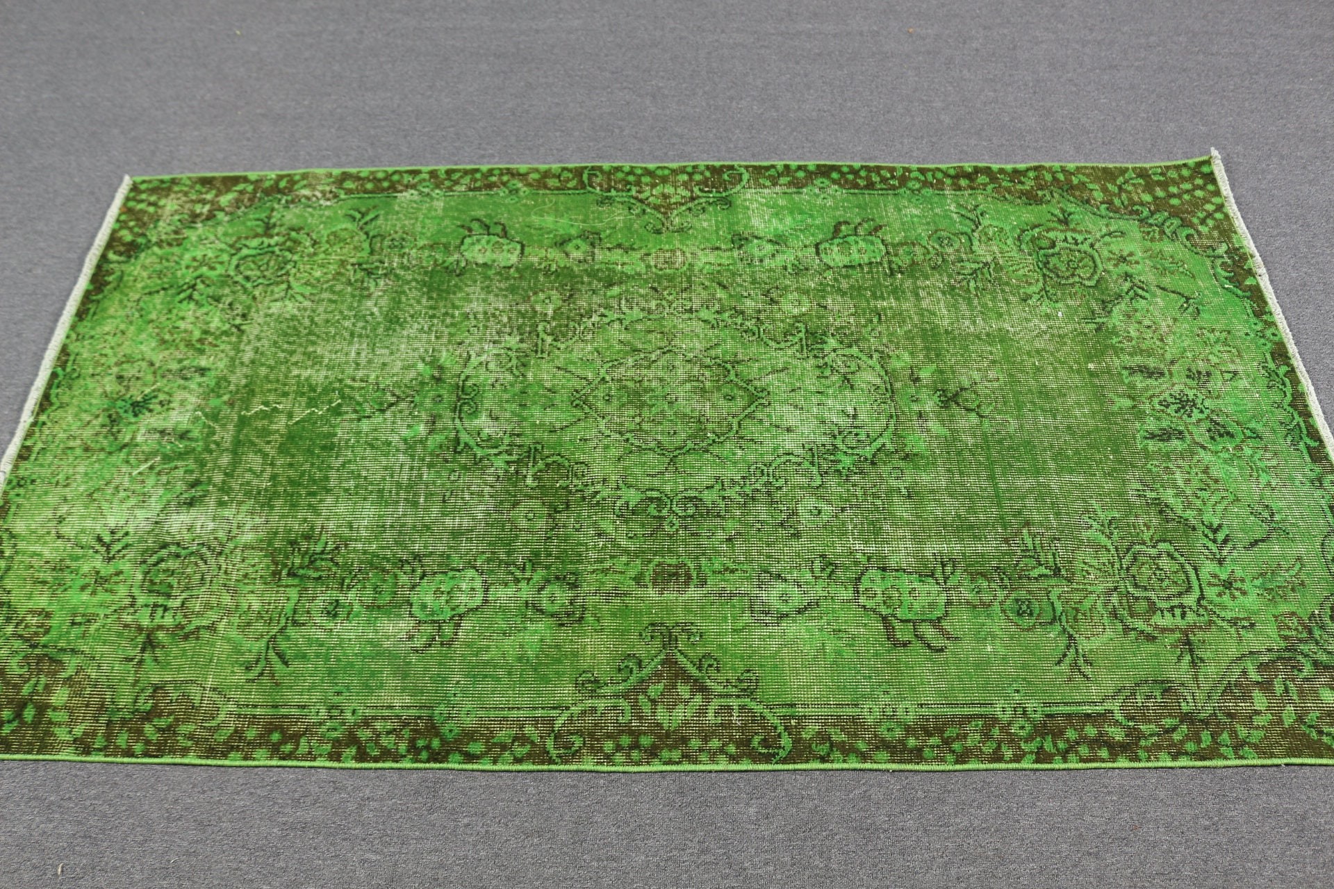 Green Home Decor Rugs, Turkish Rug, Cool Rug, Nursery Rug, 3.4x6.2 ft Accent Rug, Floor Rug, Rugs for Nursery, Kitchen Rug, Vintage Rug