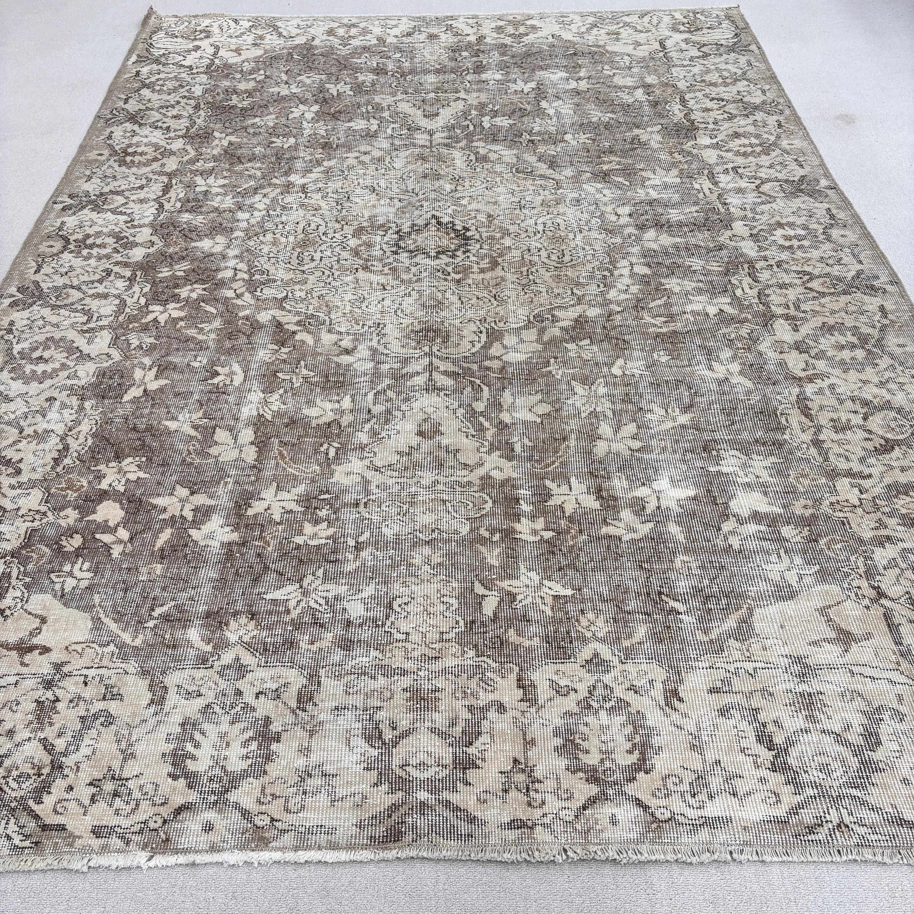 Floor Rug, Living Room Rugs, Turkish Rugs, Wool Rugs, Vintage Rugs, Handwoven Rug, 7x9.9 ft Large Rugs, Large Vintage Rug, Beige Wool Rug