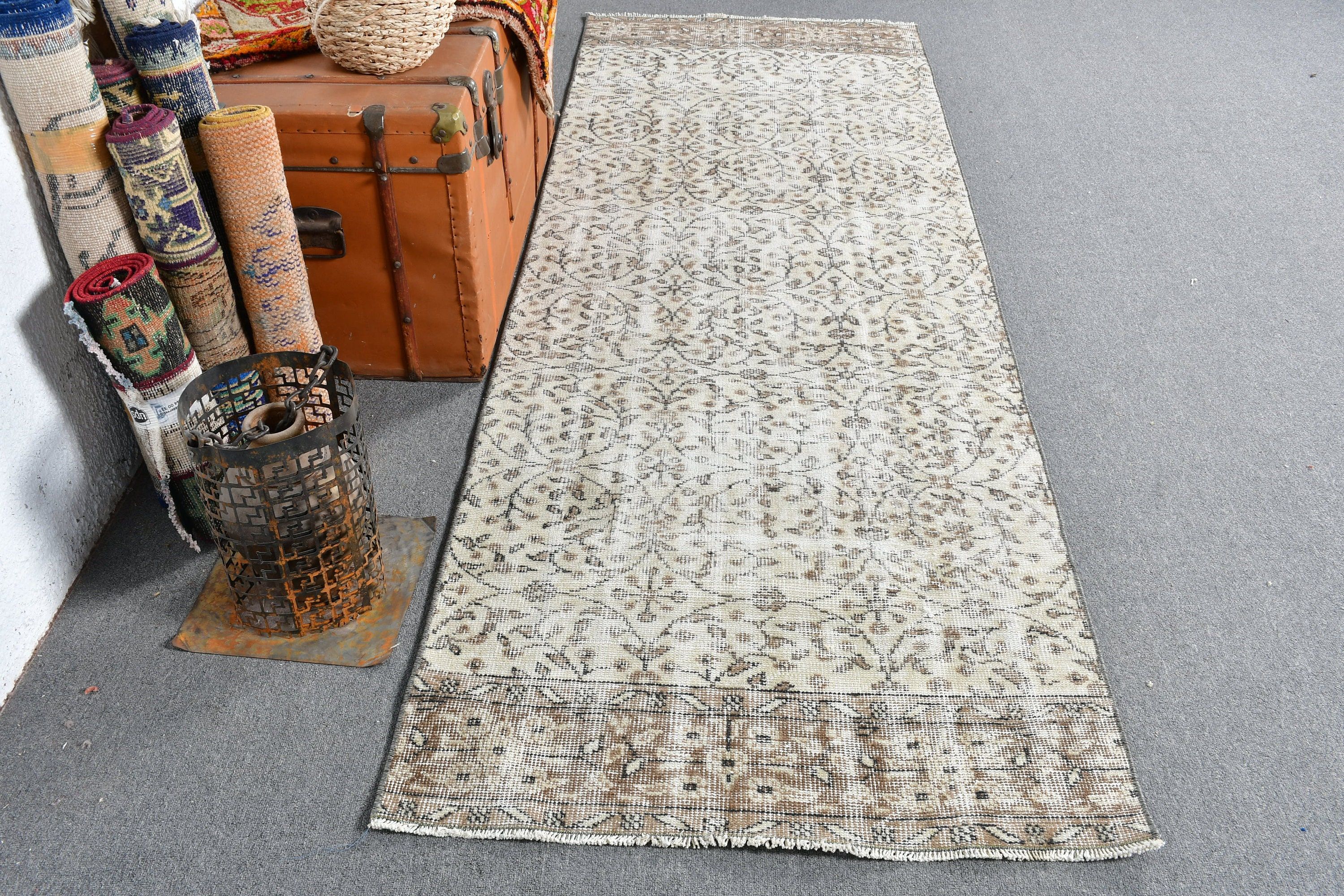 Moroccan Rug, Handwoven Rug, Beige Home Decor Rug, Kitchen Rug, Turkish Rugs, Antique Rugs, Vintage Rugs, 3x8.7 ft Runner Rug, Hallway Rugs