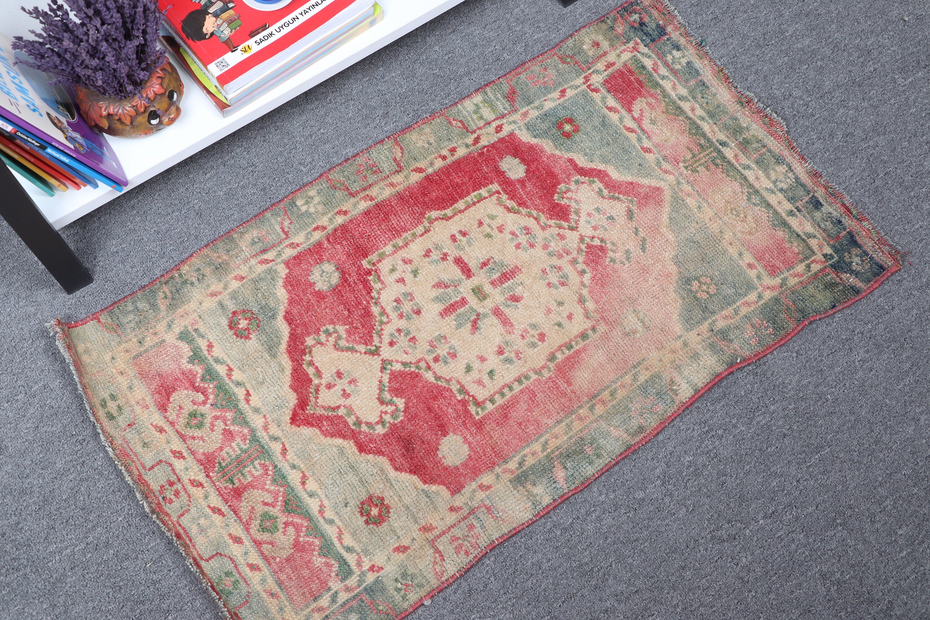 Home Decor Rug, Red Cool Rug, Cool Rug, Nursery Rug, Turkish Rug, 1.5x2.7 ft Small Rug, Cute Rug, Vintage Rugs, Rugs for Car Mat, Entry Rug