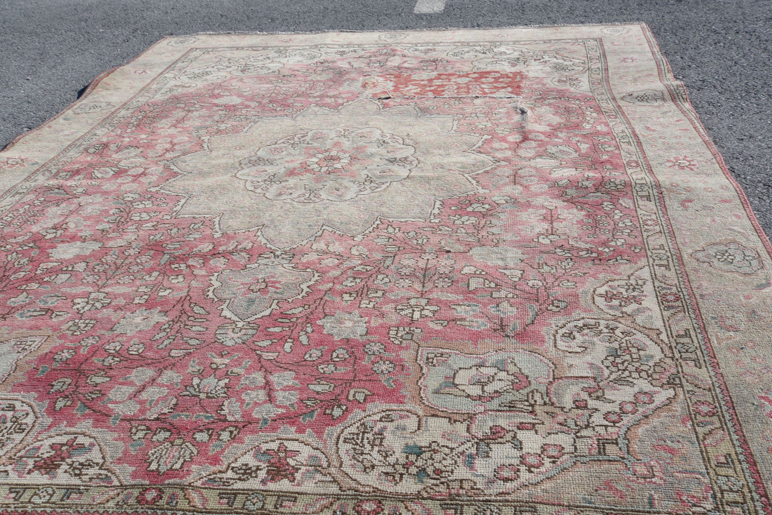 Yün Halı, Vintage Halı, Salon Halısı, Oturma Odası Halıları, 6.6x9.3 ft Büyük Halı, Büyük Yün Halı Halıları, Türk Halıları, Fas Halısı, Yatak Odası Halısı