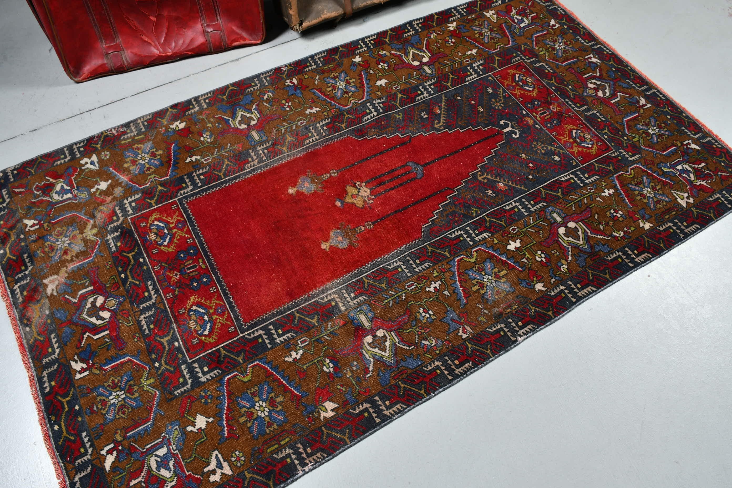 Vintage Halı, Organik Halı, Oturma Odası Halıları, Kırmızı Fas Halıları, Ev Dekorasyonu Halıları, Türk Halıları, Yatak Odası Halısı, Yer Halıları, 3,7x6,5 ft Alan Halısı