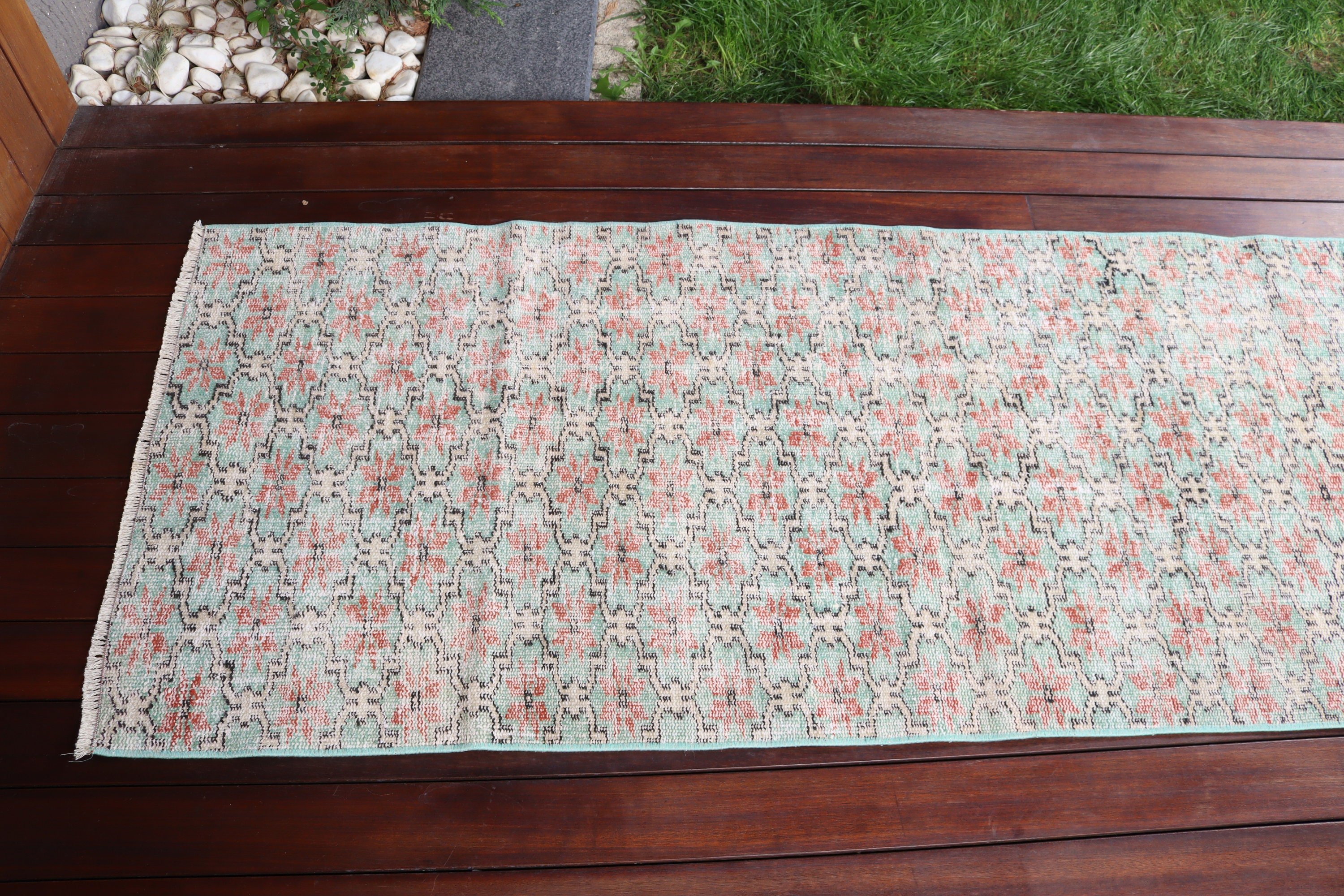 Outdoor Rugs, Vintage Rug, Kitchen Rug, Floor Rugs, Green  2.5x6.7 ft Runner Rugs, Rugs for Stair, Turkish Rug, Home Decor Rug