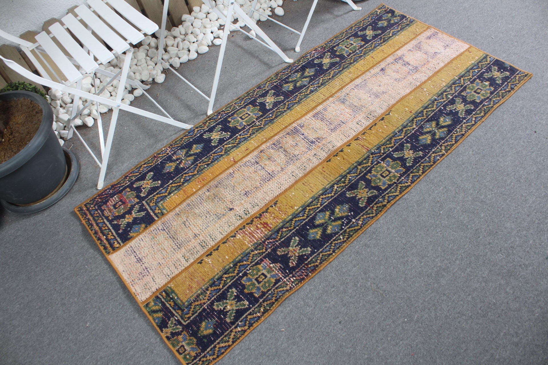 2.6x5.4 ft Küçük Halı, Yurt Halıları, Vintage Halılar, Mavi Oryantal Halı, Türk Halısı, Antika Halı, Yatak Odası Halısı, Duvara Asılı Halı, Araba Paspas Halıları