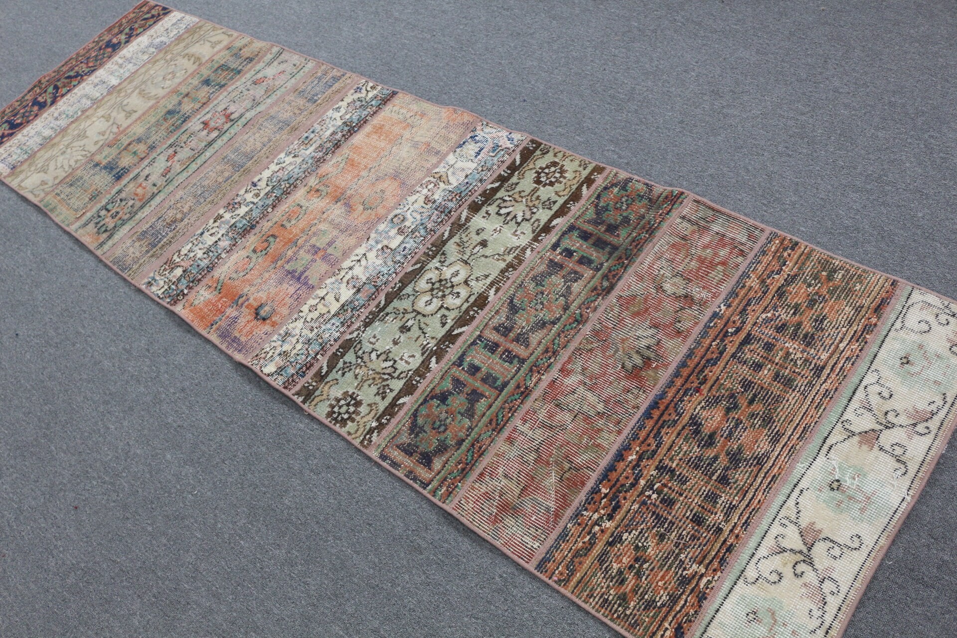 Vintage Halı, Yer Halısı, Mutfak Halısı, Türk Halısı, 2.4x8.2 ft Runner Halısı, Kahverengi Mutfak Halısı, Koridor Halısı, Eskitilmiş Halılar, Koridor Halıları