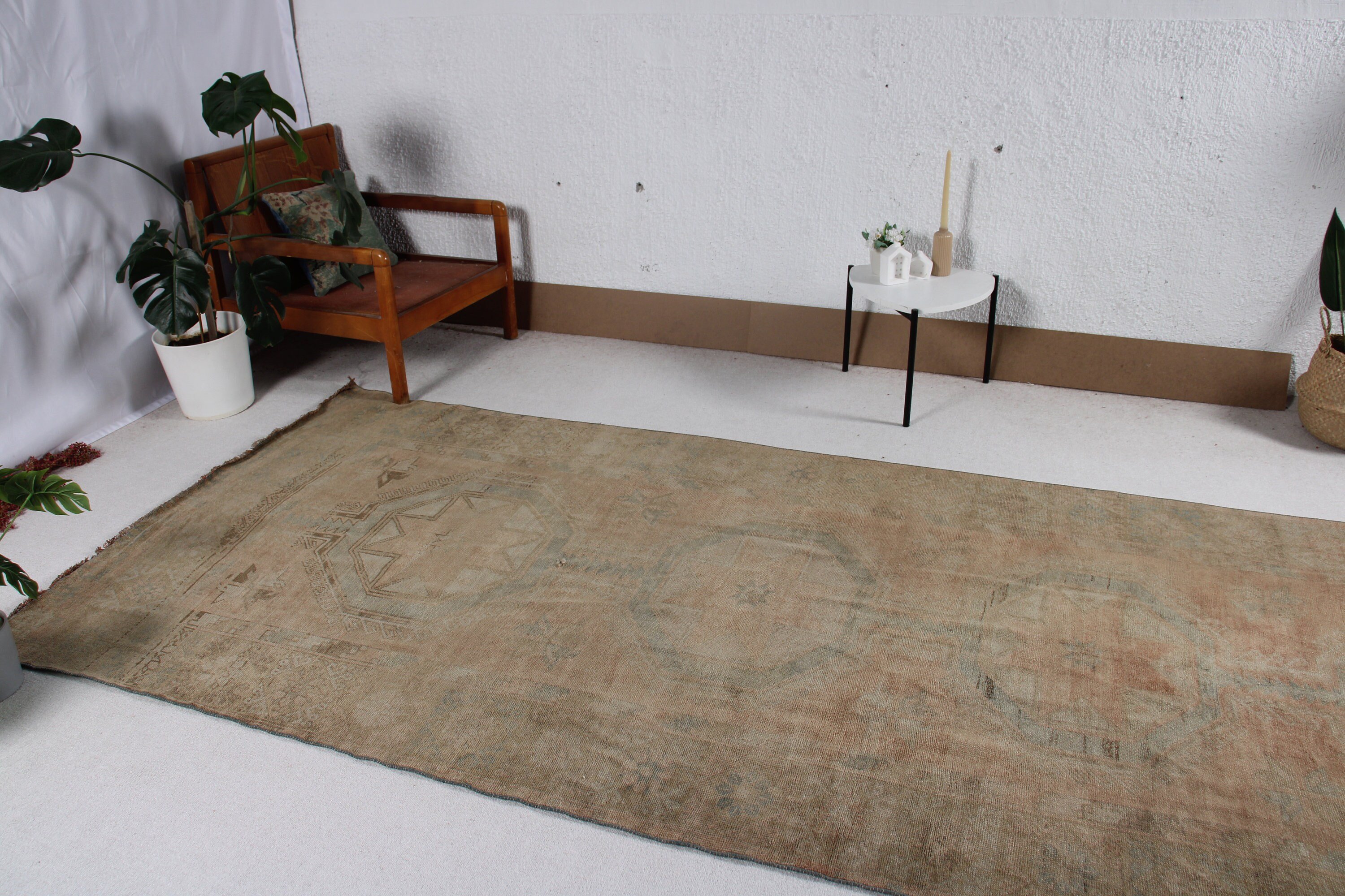 Vintage Halılar, Türk Halısı, Turuncu Fas Halısı, Oushak Halısı, Havalı Halı, 4,9x12,3 ft Koşucu Halıları, Uzun Yolluk Halıları, Uzun Koşucu Halıları