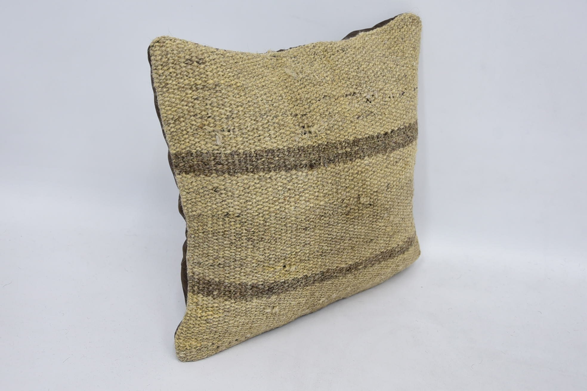 Kilim Pillow Cover, 12"x12" Beige Pillow Sham, Natural Cushion, Ethnical Kilim Rug Pillow, Outdoor Bolster Pillow Case, Boho Pillow
