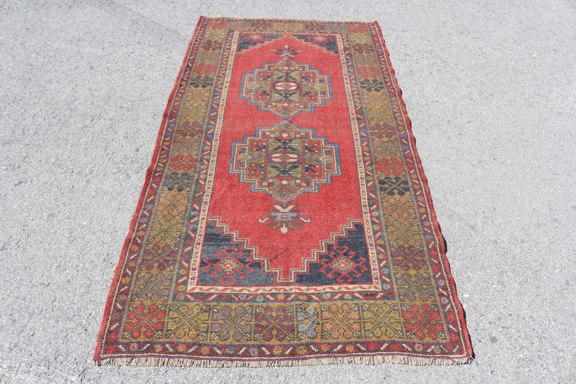 Kitchen Rug, Red Cool Rugs, Home Decor Rug, 3.7x7.1 ft Area Rugs, Antique Rug, Vintage Rug, Indoor Rugs, Turkish Rugs, Rugs for Bedroom