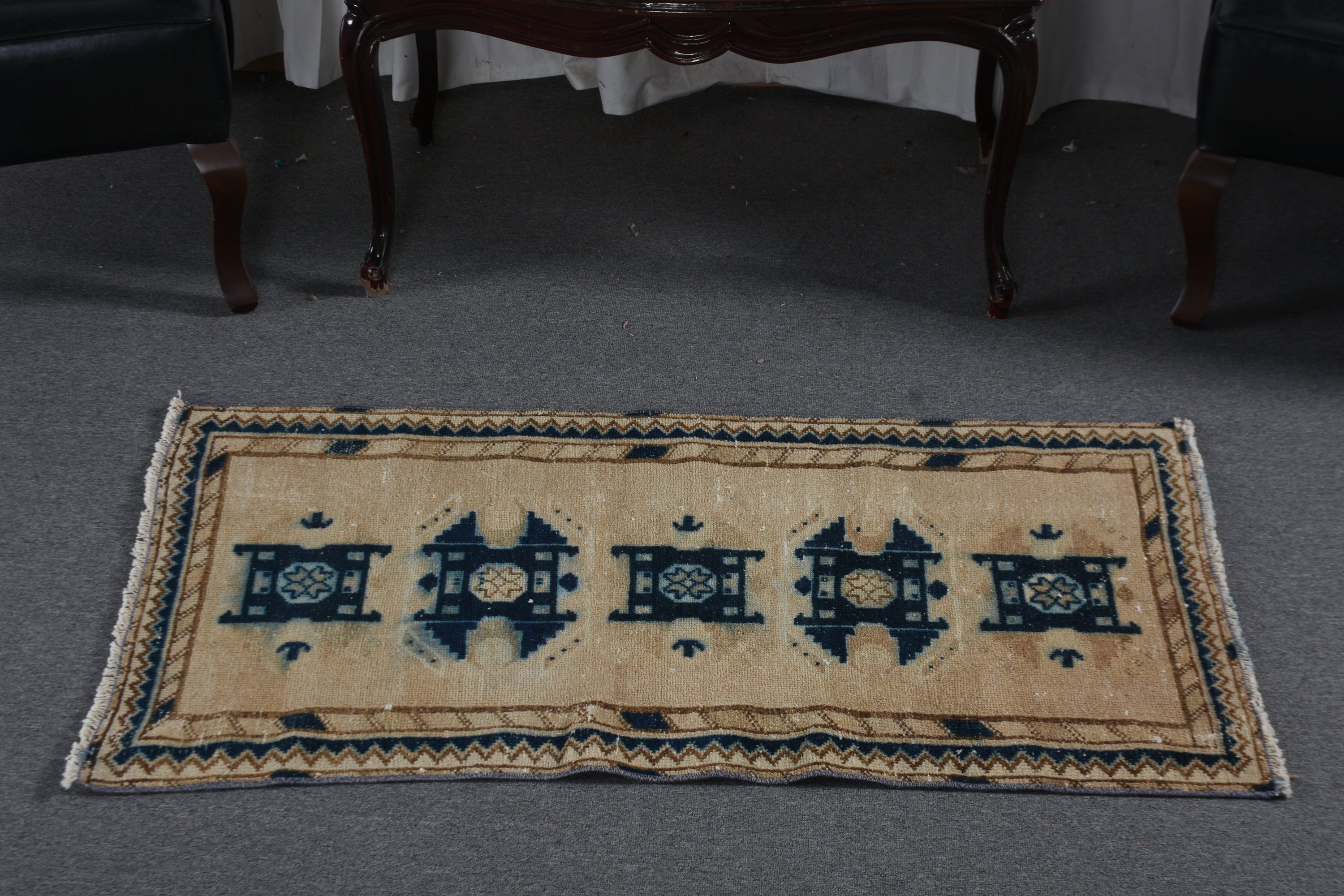 Brown  2.2x4 ft Small Rugs, Bath Rugs, Door Mat Rug, Turkish Rugs, Pale Rug, Vintage Rug, Kitchen Rug, Muted Rug, Antique Rugs