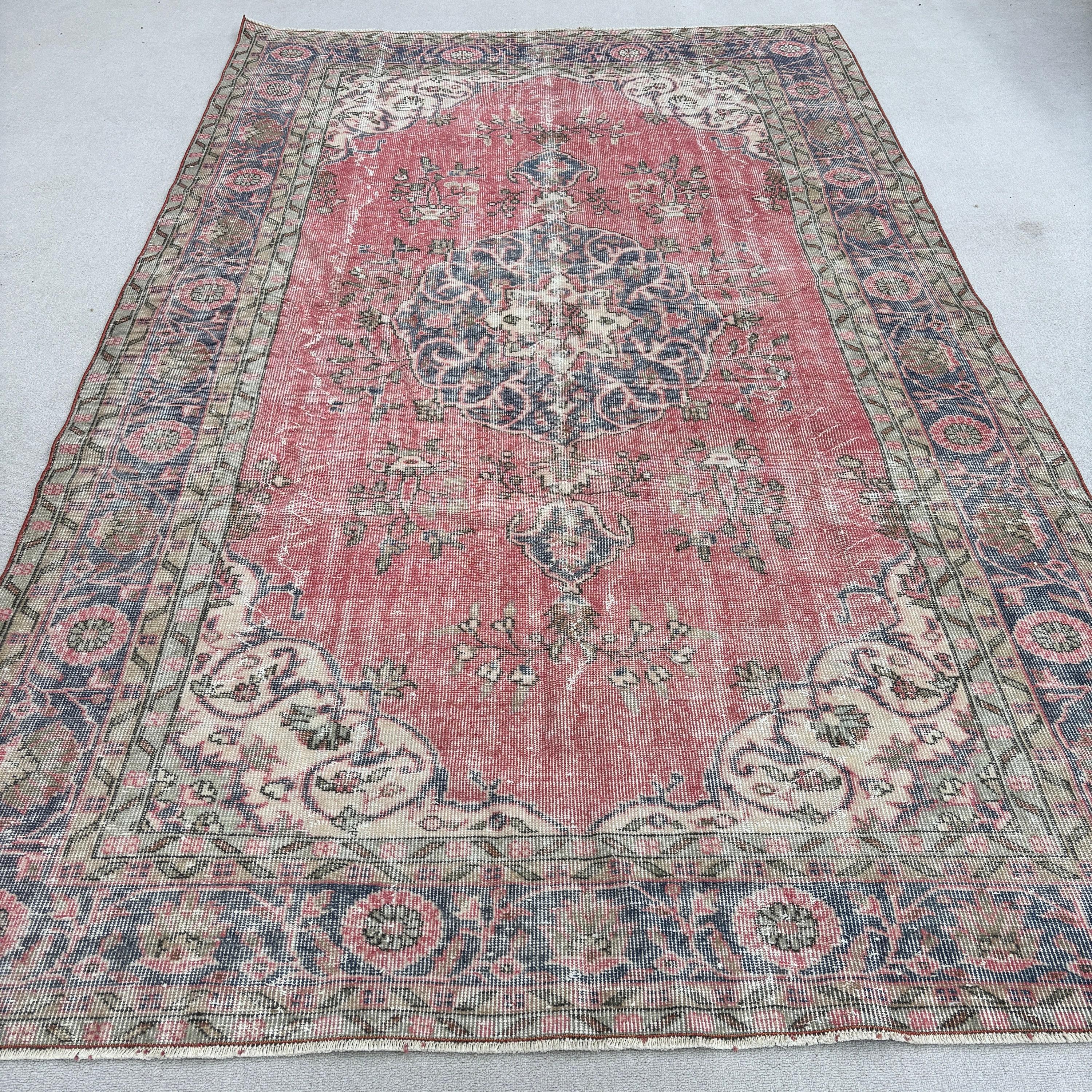 Pembe Oryantal Halı, Bildiri Halısı, 6.1x10.2 ft Büyük Halılar, Oturma Odası Halıları, Yatak Odası Halısı, Vintage Halı, Türk Halıları, Boho Halıları