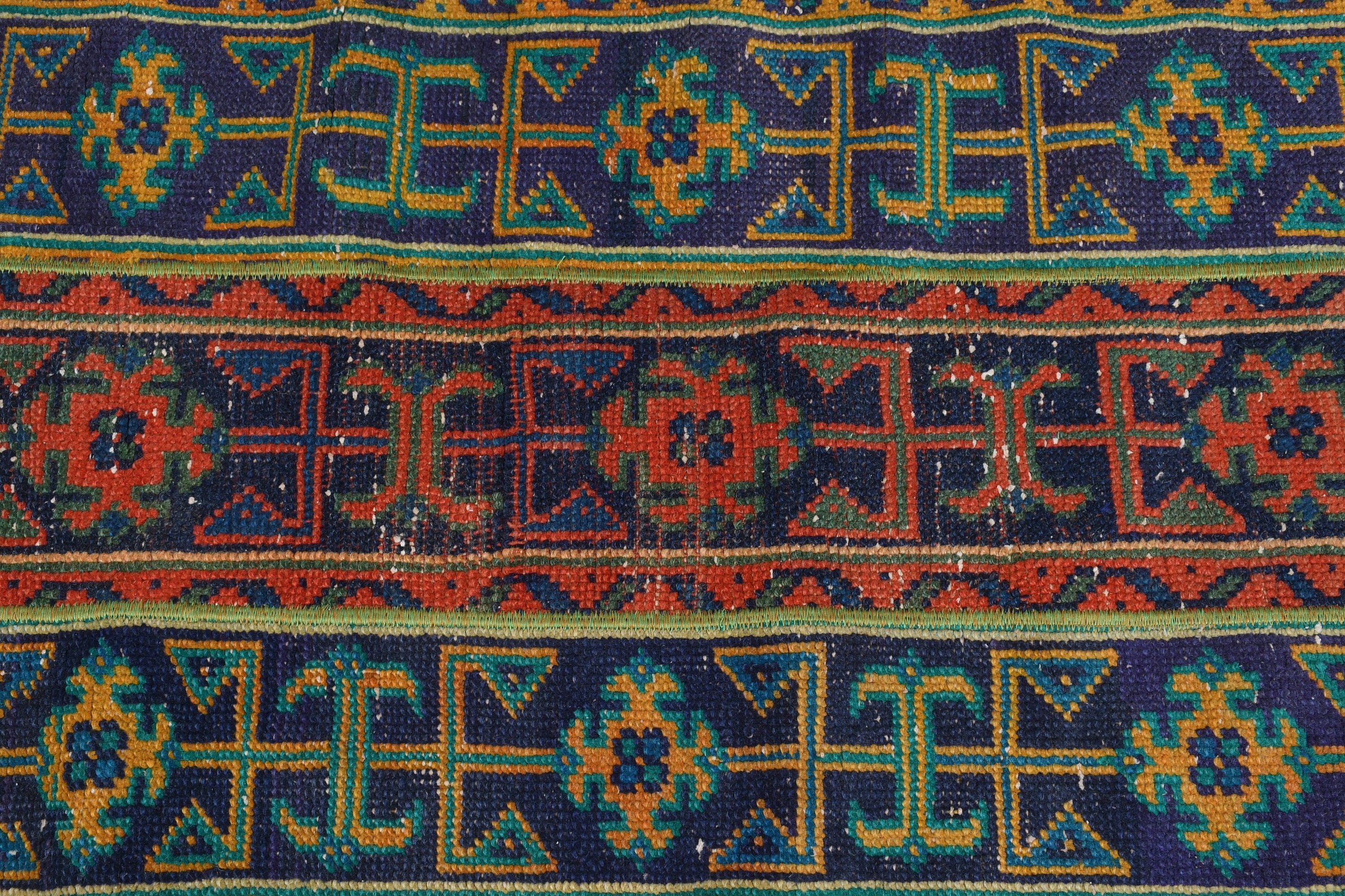 Oriental Rug, Rugs for Door Mat, Wool Rug, Blue Moroccan Rugs, Bathroom Rug, Vintage Rugs, Turkish Rug, 1.9x4.1 ft Small Rugs, Car Mat Rug