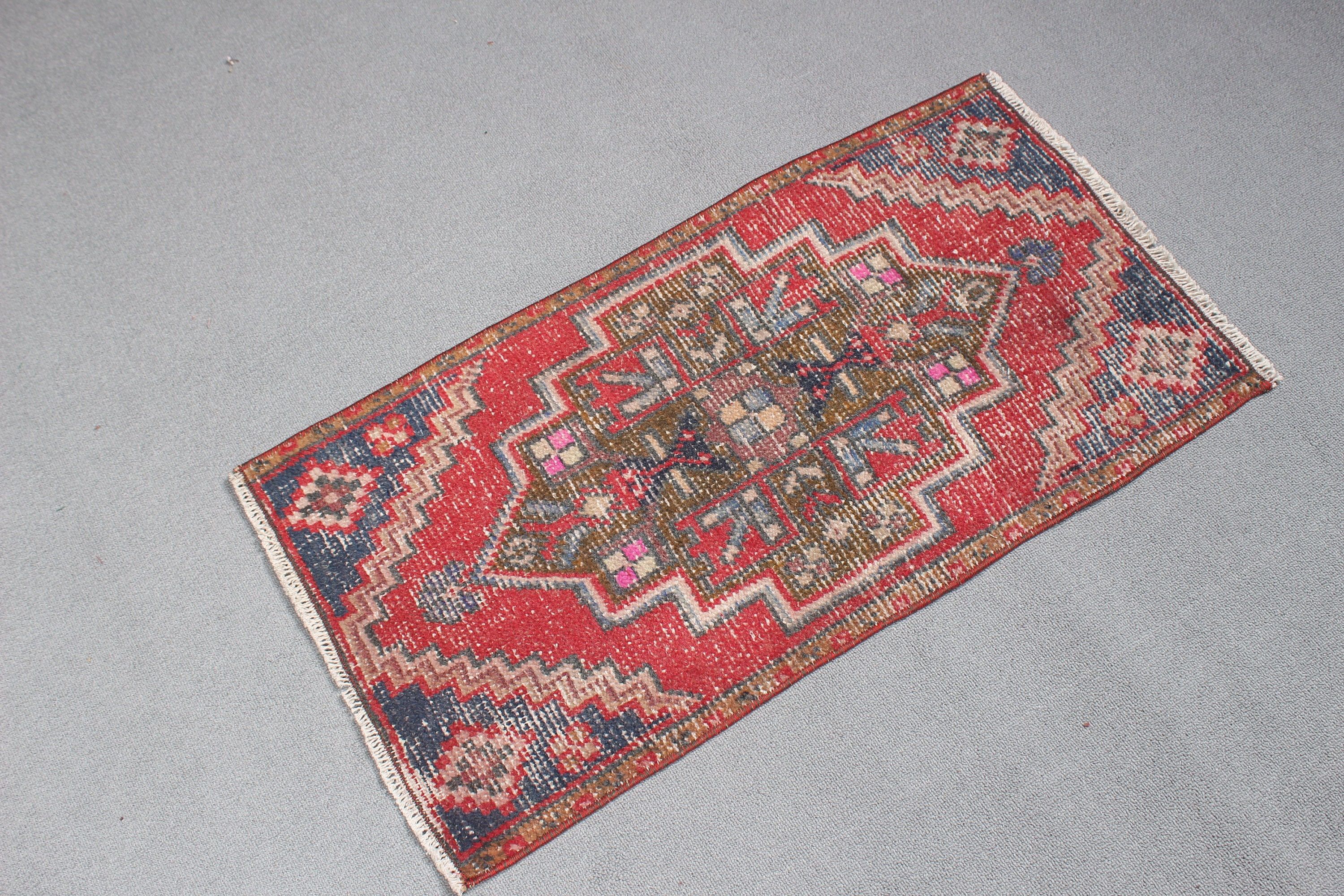 Türk Halıları, 1.5x2.9 ft Küçük Halılar, Aztek Halıları, Kırmızı Ev Dekorasyonu Halısı, Nötr Halılar, Küçük Vintage Halı, Yatak Odası Halıları, Vintage Halı, Boho Halı