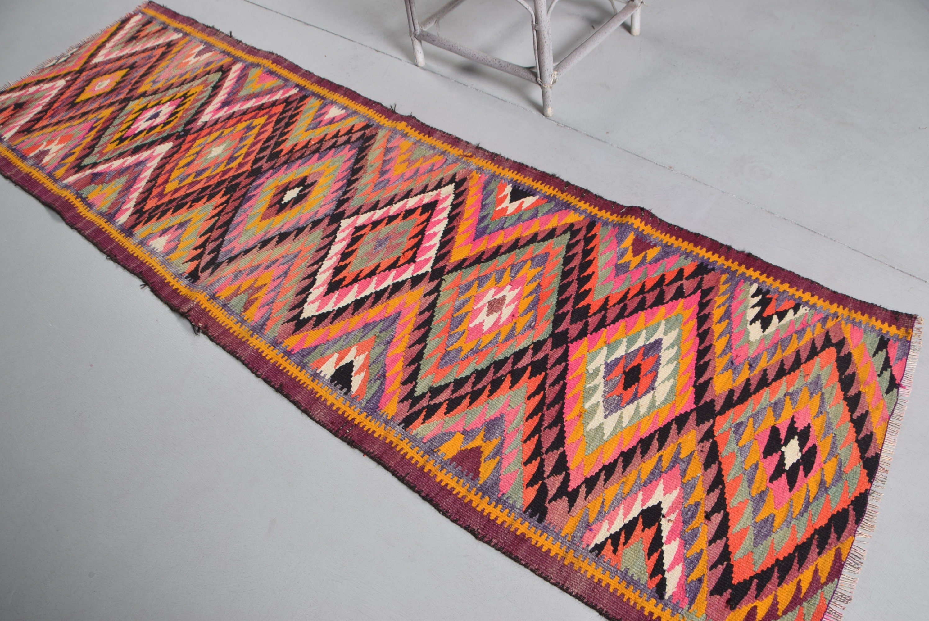 Rainbow Moroccan Rugs, Turkish Rug, Kitchen Rug, Corridor Rug, Vintage Rug, 2.8x9.3 ft Runner Rugs, Bedroom Rug, Aztec Rug