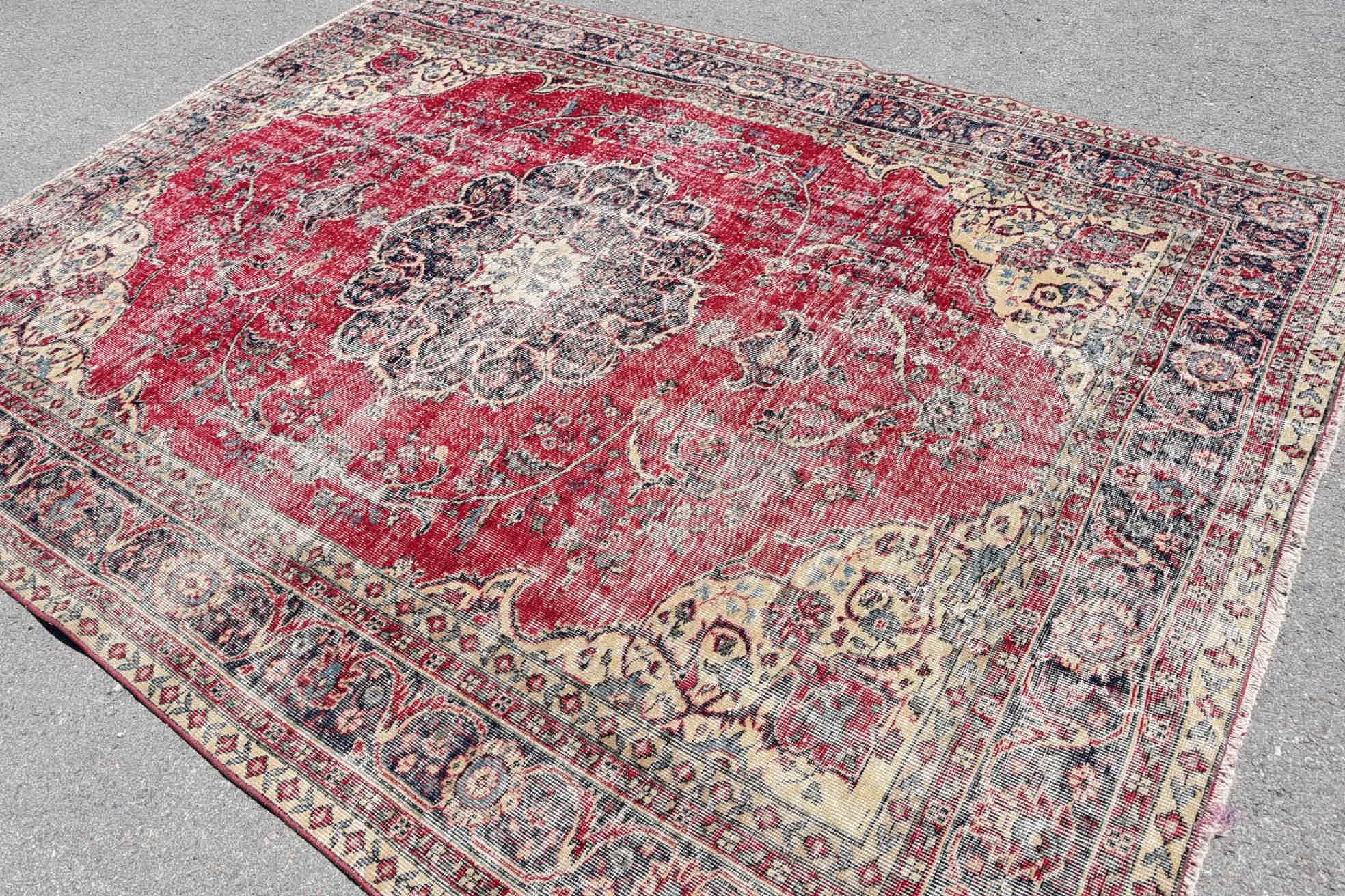 Türk Halısı, Vintage Halı, Yemek Odası Halısı, Salon Halısı, Yemek Odası Halıları, Mutfak Halıları, Oryantal Halı, Türkiye Halısı, 7.3x9.7 ft Büyük Boy Halı