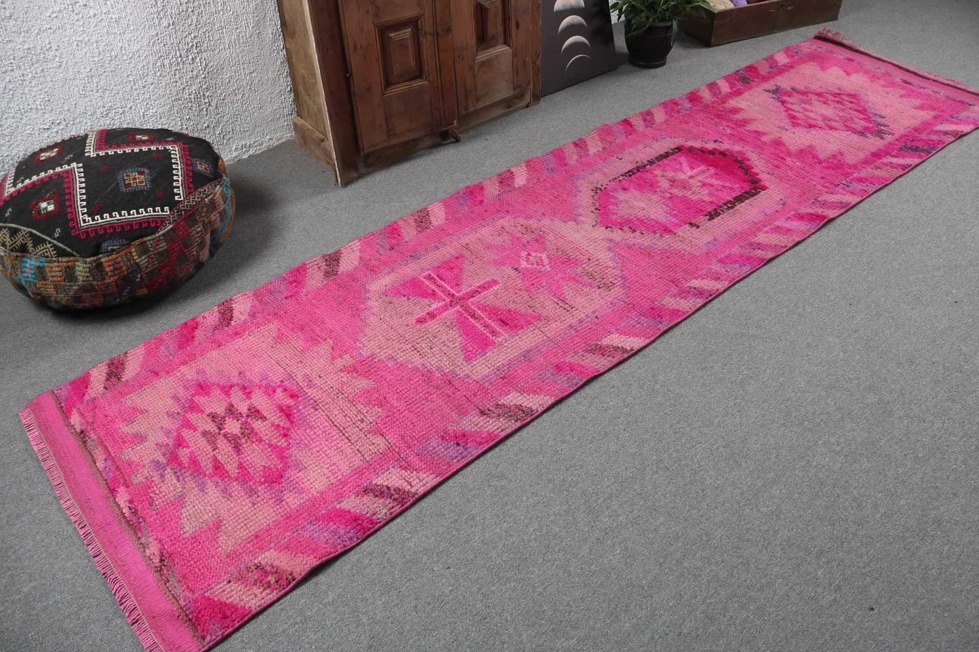 Turkish Rugs, Rugs for Stair, Hallway Rug, Office Rugs, Pink Luxury Rug, 2.8x10.8 ft Runner Rugs, Kitchen Rug, Anatolian Rug, Vintage Rug