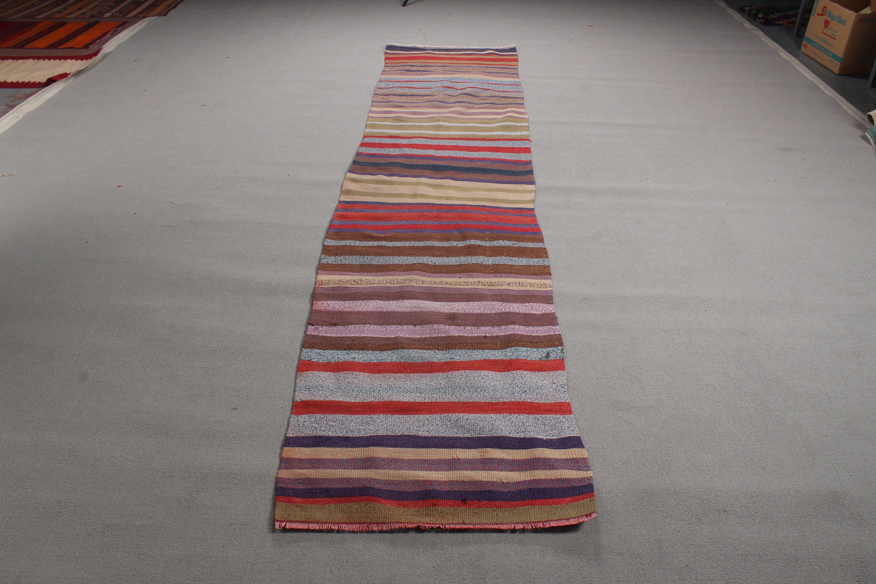 Kilim, Mutfak Halıları, Gökkuşağı Geometrik Halılar, Vintage Halı, Koridor Halısı, Nötr Halılar, 2.3x10.8 ft Yolluk Halısı, Türk Halısı, Ev Dekorasyonu Halıları