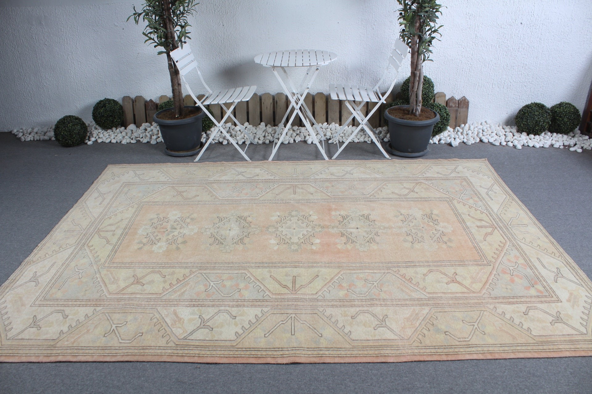 Yemek Odası Halıları, Estetik Halı, Bej Anadolu Halıları, Türk Halıları, Vintage Halı, Yer Halıları, Soğuk Halı, 6,5x9,1 ft Büyük Halılar, Yatak Odası Halısı