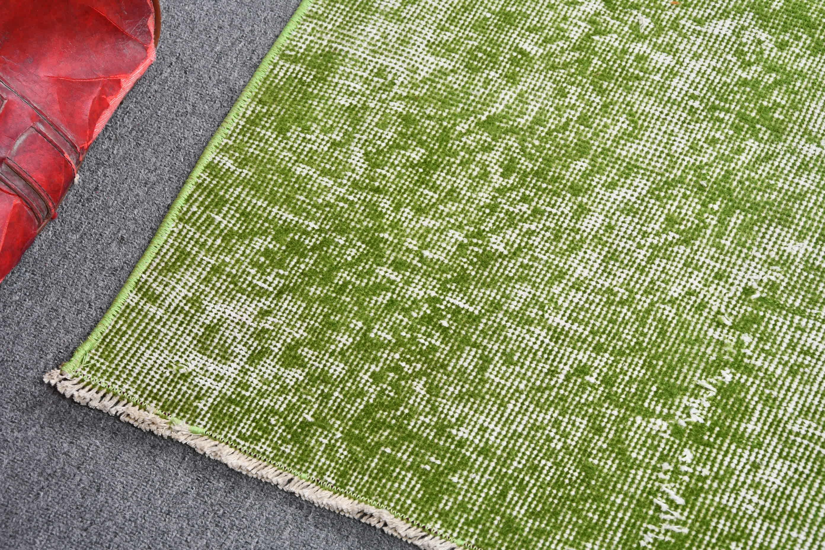 Turkish Rug, Bedroom Rugs, Rugs for Kitchen, Wool Rug, Vintage Rugs, Anatolian Rug, Green  2.3x3.3 ft Small Rugs, Car Mat Rug