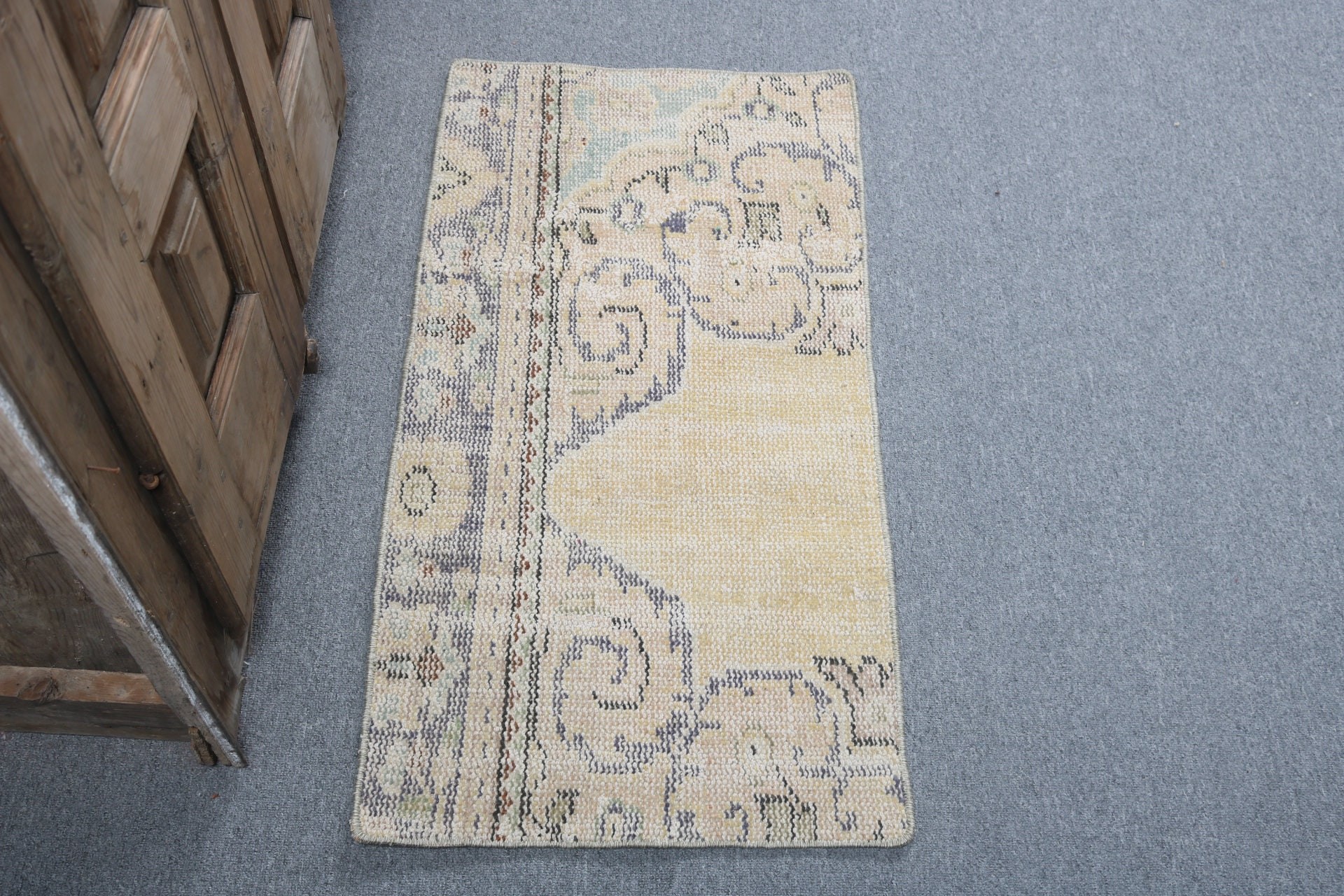 Kitchen Rug, 1.6x3.3 ft Small Rug, Bedroom Rug, Yellow Geometric Rug, Nursery Rug, Luxury Rug, Floor Rug, Turkish Rugs, Vintage Rugs