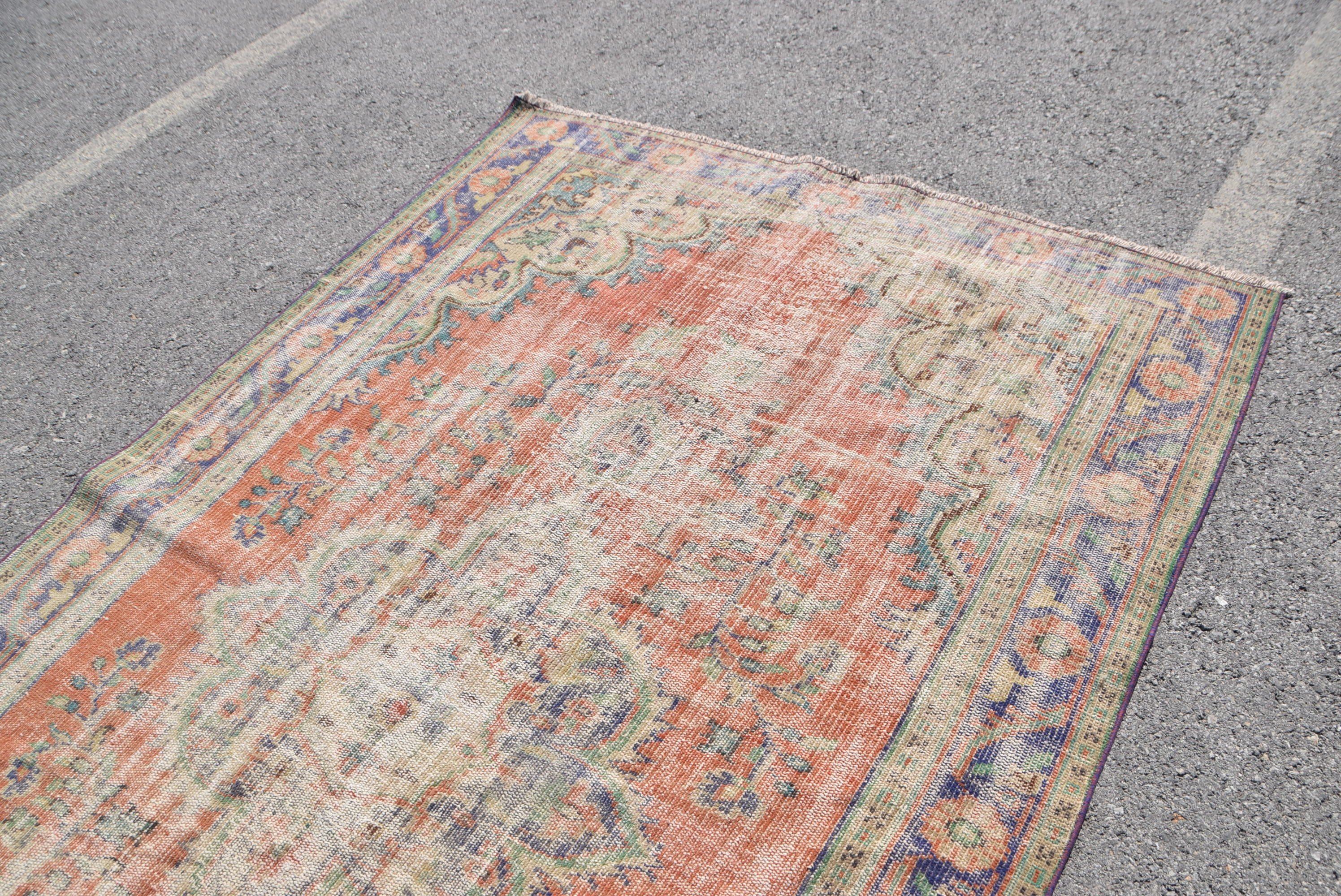 Salon Rugs, Turkish Rugs, Cool Rug, Vintage Rugs, Vintage Oushak Rugs, Antique Rugs, Dining Room Rug, Red Bedroom Rug, 5.4x8.9 ft Large Rug