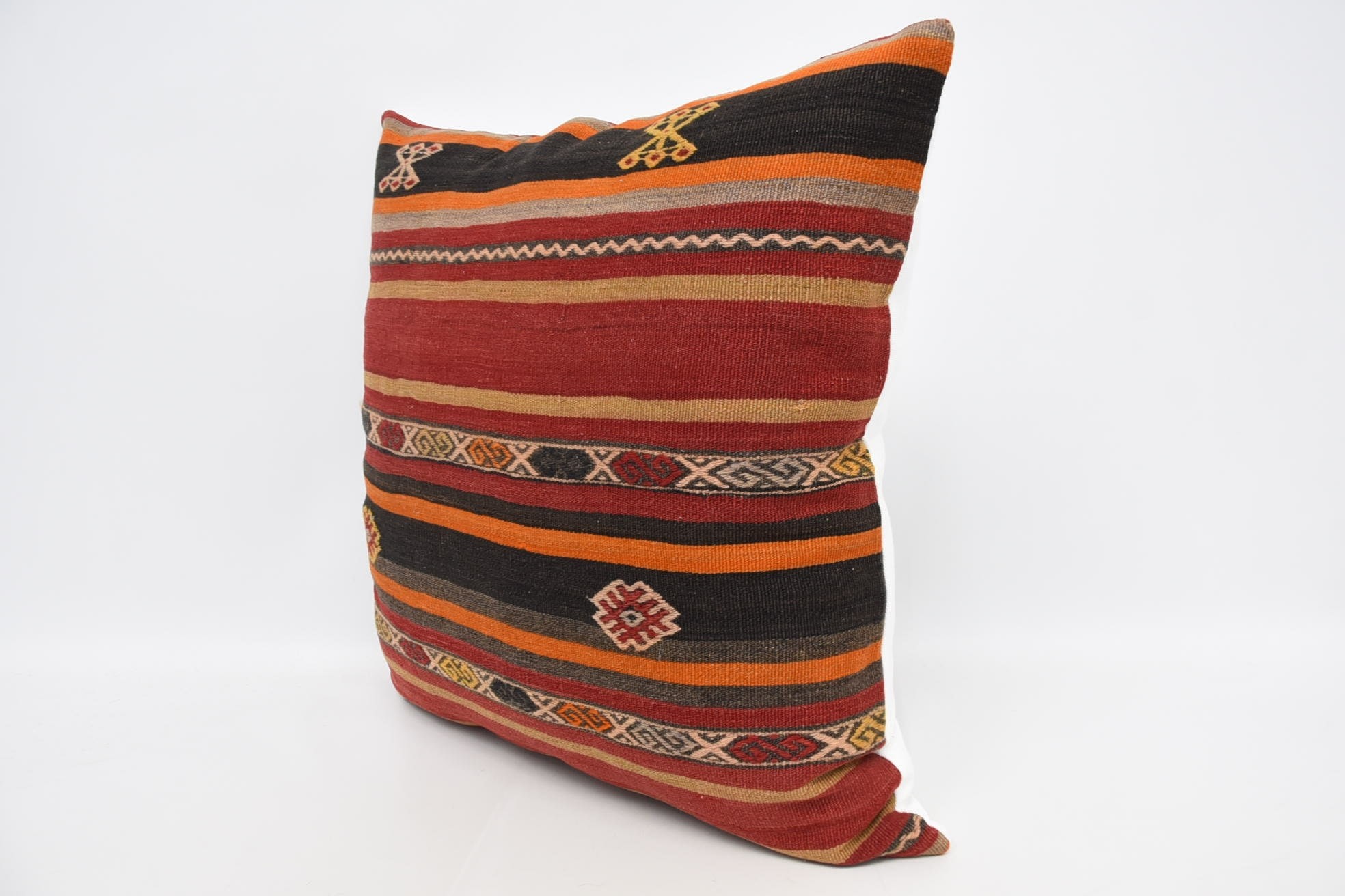 Throw Kilim Pillow, Kilim Cushion Sham, Turkish Kilim Pillow, Accent Cushion Case, 28"x28" Red Cushion Cover