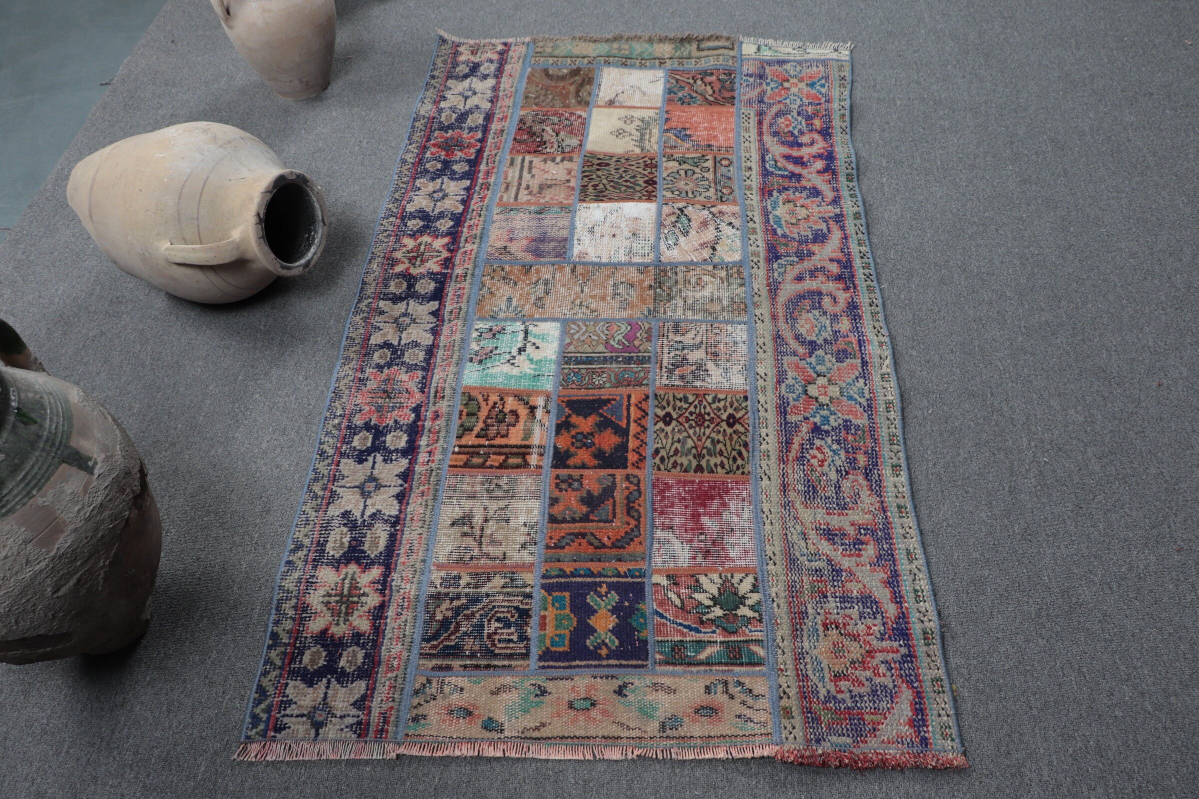 Oriental Rugs, Kitchen Rugs, Nursery Rugs, Blue Cool Rugs, Turkish Rug, Vintage Rug, Muted Rug, Home Decor Rugs, 3x5.2 ft Accent Rugs