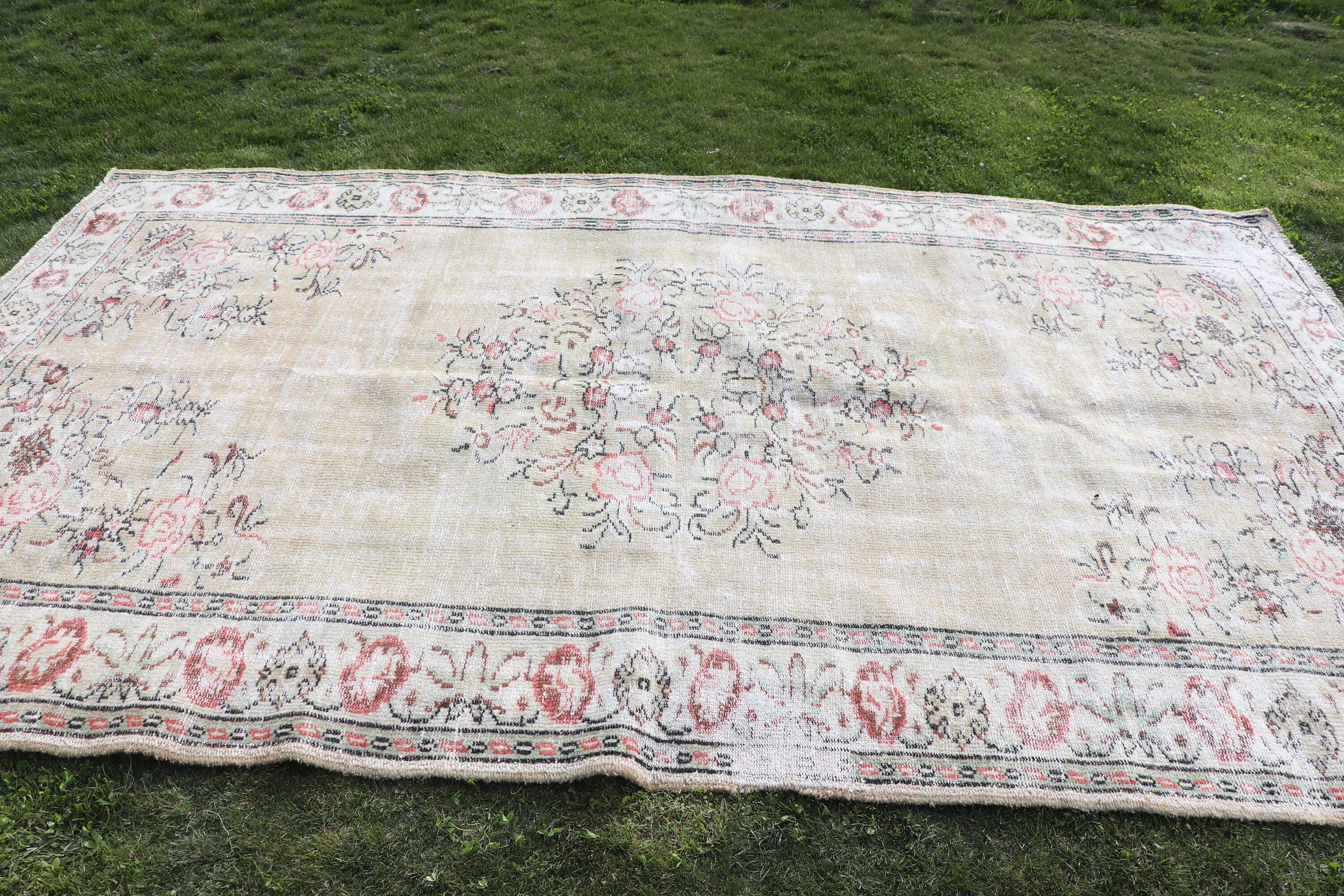 Büyük Vintage Halılar, Türk Halıları, Vintage Halılar, Modern Halılar, Boho Halı, 6.2x10.5 ft Büyük Halı, Bronz Oushak Halıları, Salon Halıları