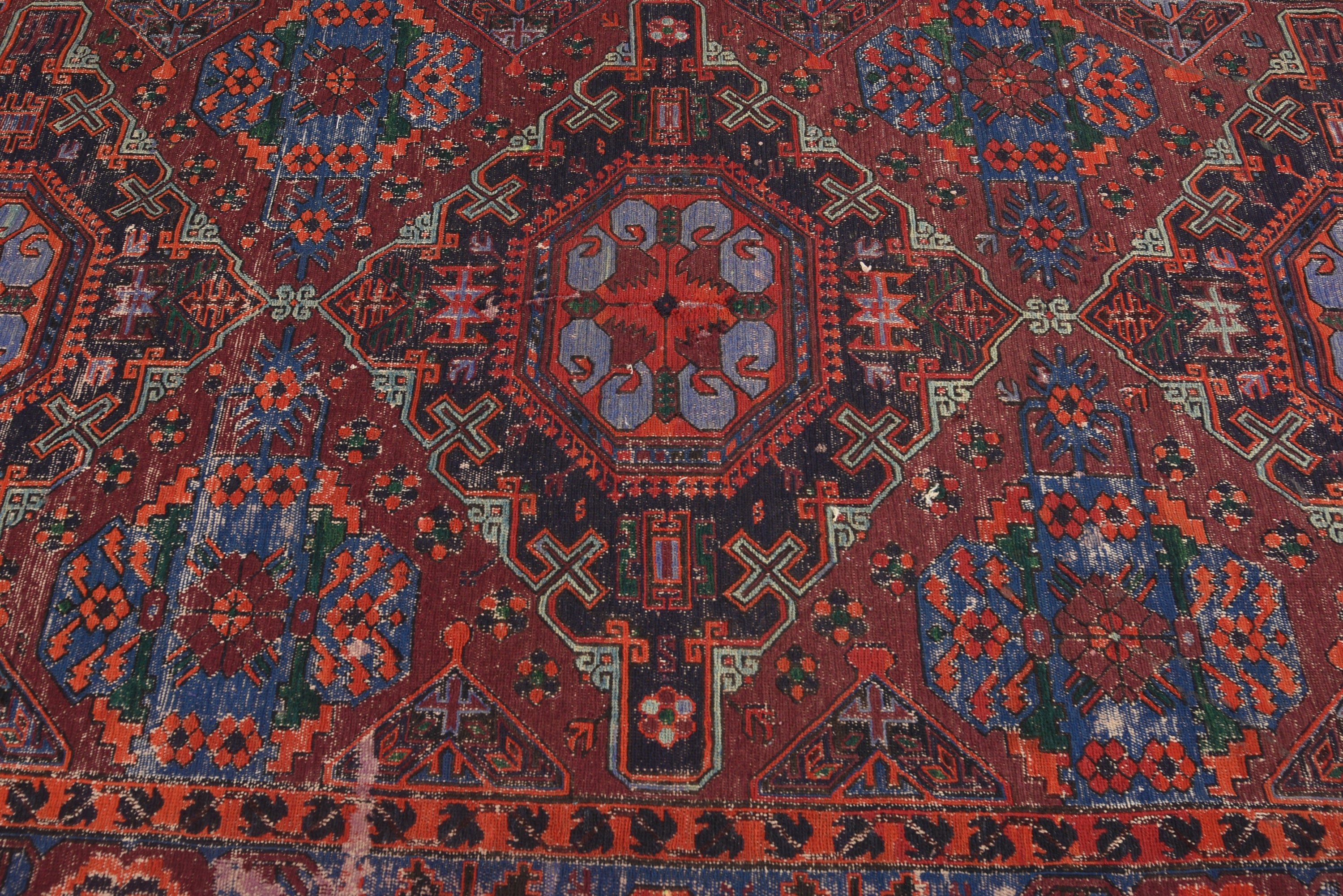 Kırmızı Lüks Halı, Salon Halısı, Vintage Halı, Mutfak Halısı, Büyük Boy Vintage Halı, Aztek Halıları, 7x12.1 ft Büyük Boy Halı, Düz Dokuma Halılar, Türk Halısı