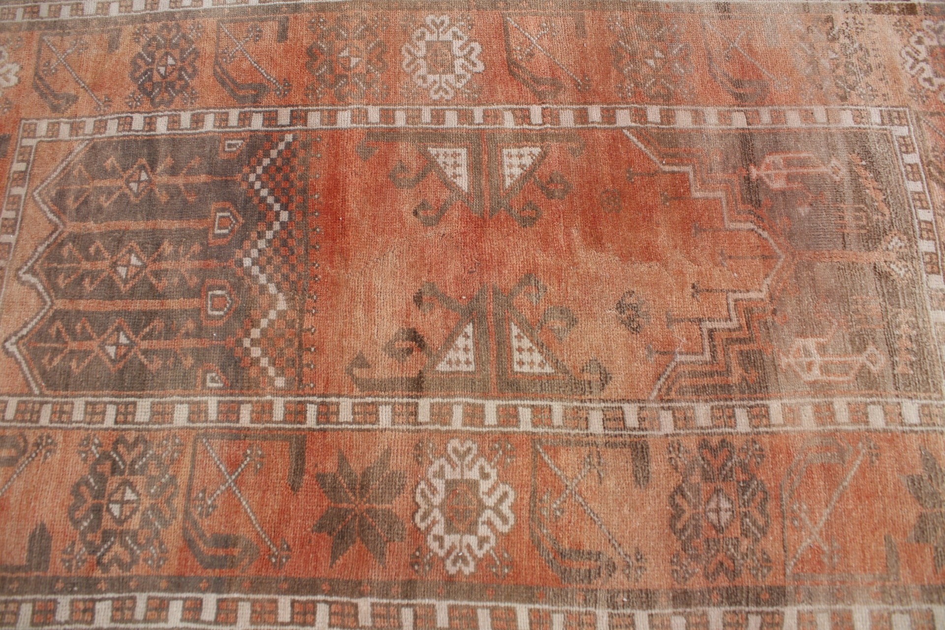 Vintage Dekor Halı, Yatak Odası Halısı, Turuncu Mutfak Halısı, 3.8x6.6 ft Alan Halısı, Oturma Odası Halıları, Vintage Halılar, Türk Halısı, Mutfak Halısı