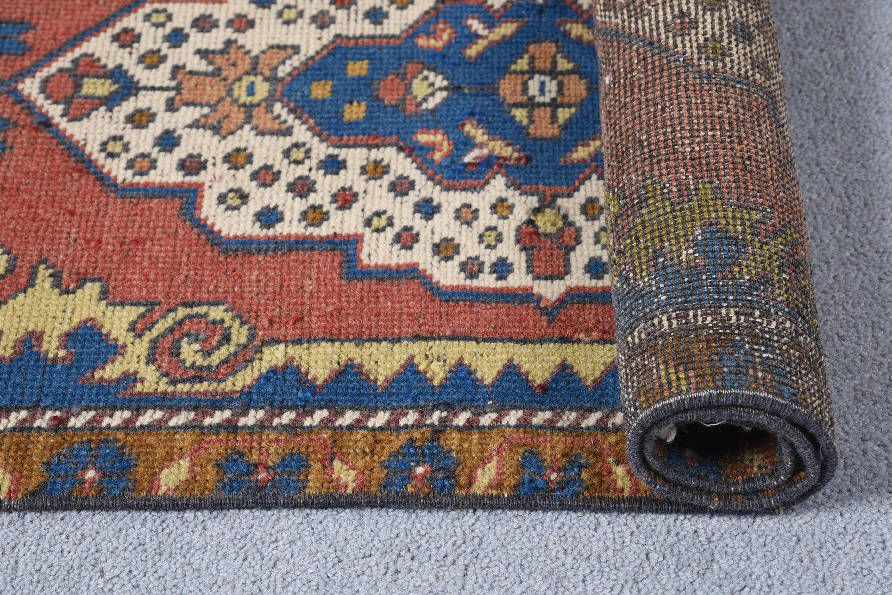 Office Rug, Turkish Rugs, Wool Rug, Dorm Rug, Car Mat Rugs, Vintage Rug, Bedroom Rug, 1.5x3.7 ft Small Rugs, Rugs for Bath, Home Decor Rug