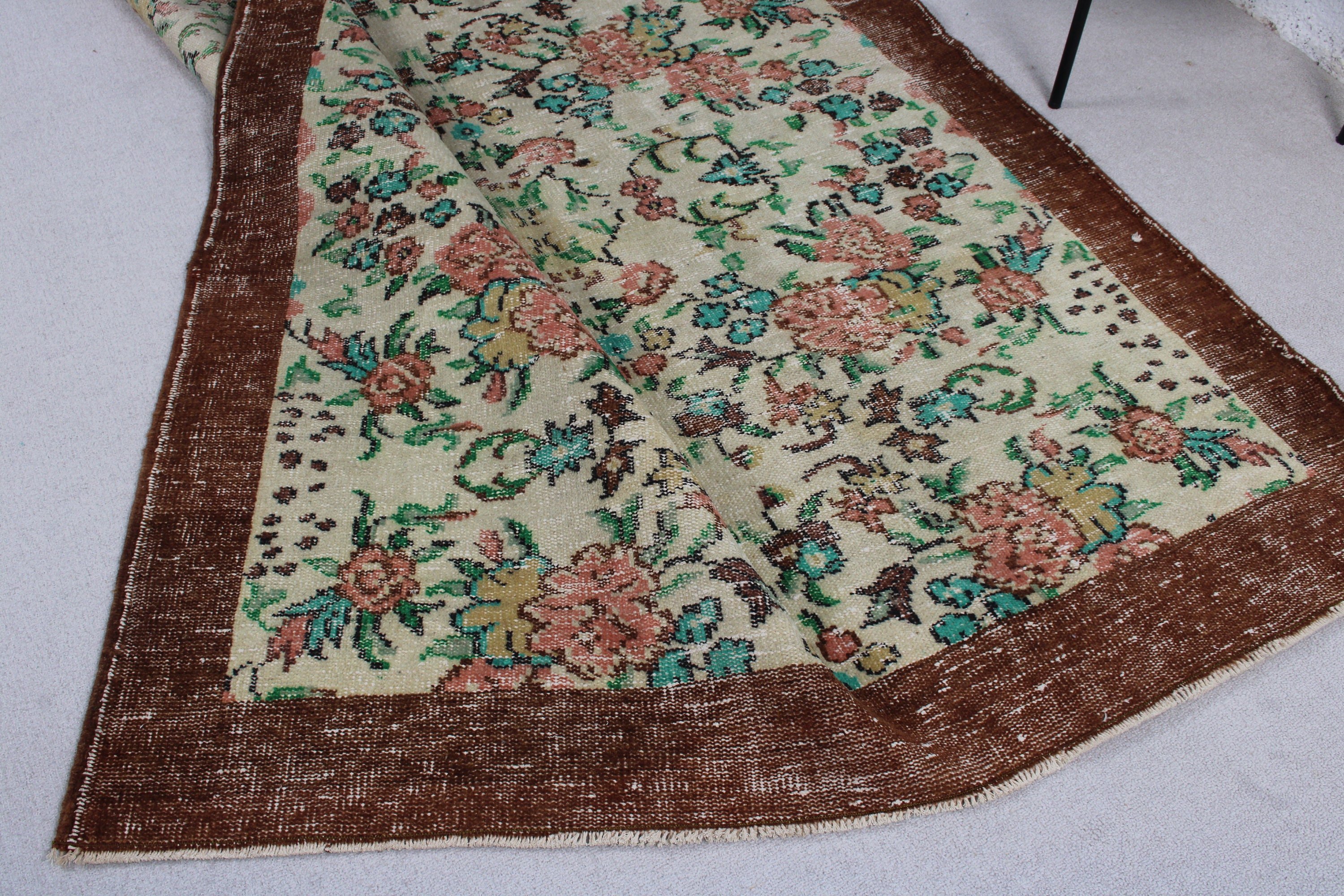 Açıklama Halısı, Türk Halısı, Ev Dekorasyonu Halıları, Vintage Halı, Büyük Oushak Halısı, Yatak Odası Halısı, Kahverengi Anadolu Halısı, 5,3x8,3 ft Büyük Halılar