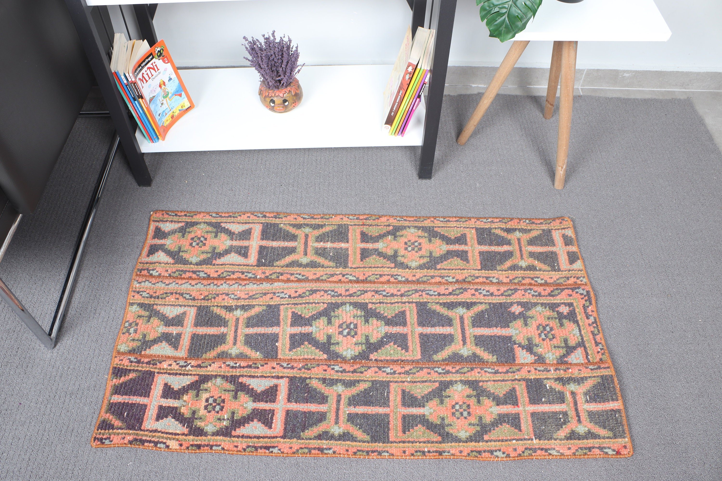 Vintage Rugs, Anatolian Rugs, Boho Rugs, Turkish Rugs, Car Mat Rugs, Brown Oushak Rug, 1.8x3.2 ft Small Rug, Small Area Rug