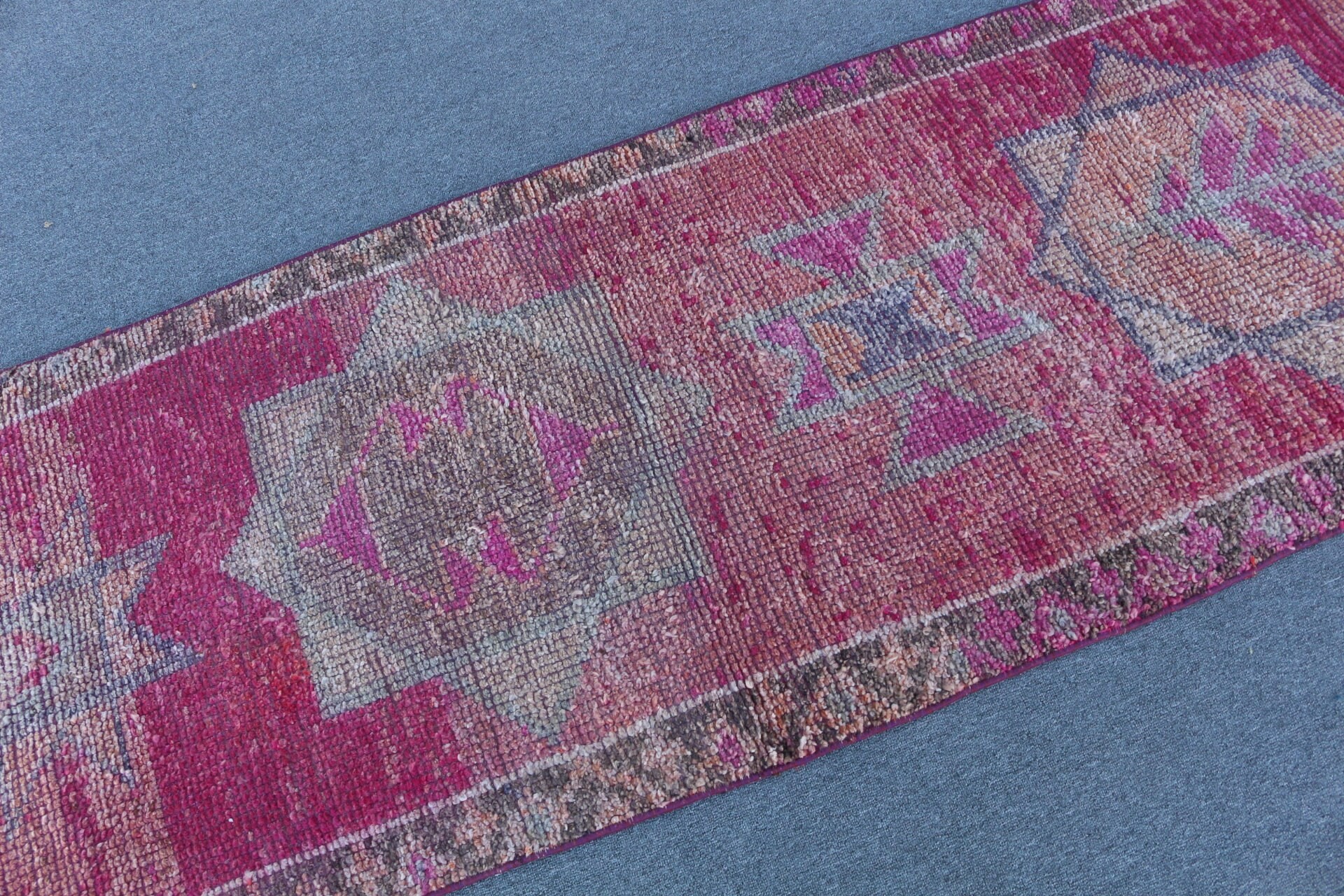 Rugs for Corridor, Vintage Rug, Bedroom Rug, Corridor Rug, 2.7x9.6 ft Runner Rug, Pink Floor Rug, Hallway Rug, Turkish Rugs