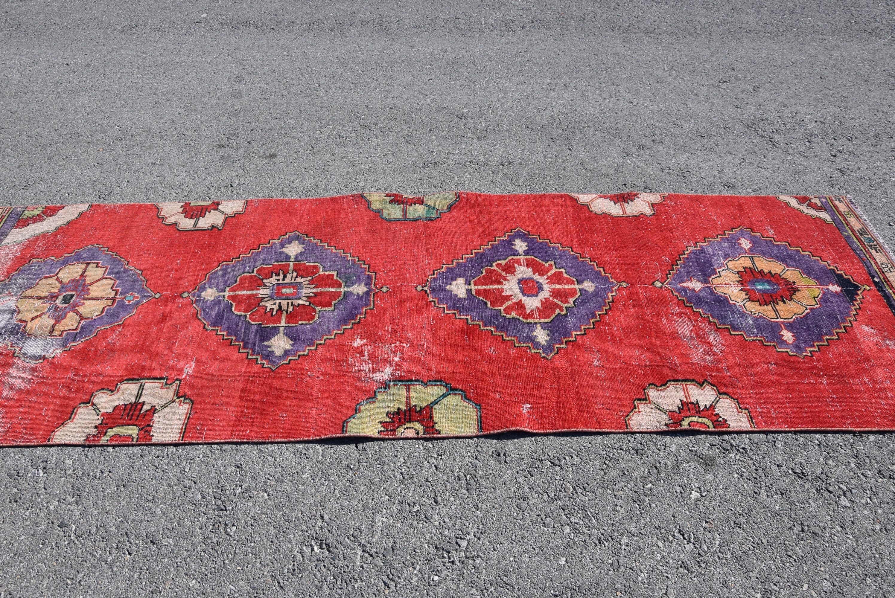 Old Rug, Rugs for Hallway, Turkish Rug, Vintage Rugs, Oriental Rug, Stair Rugs, Red Kitchen Rugs, Home Decor Rug, 3.2x9.7 ft Runner Rugs