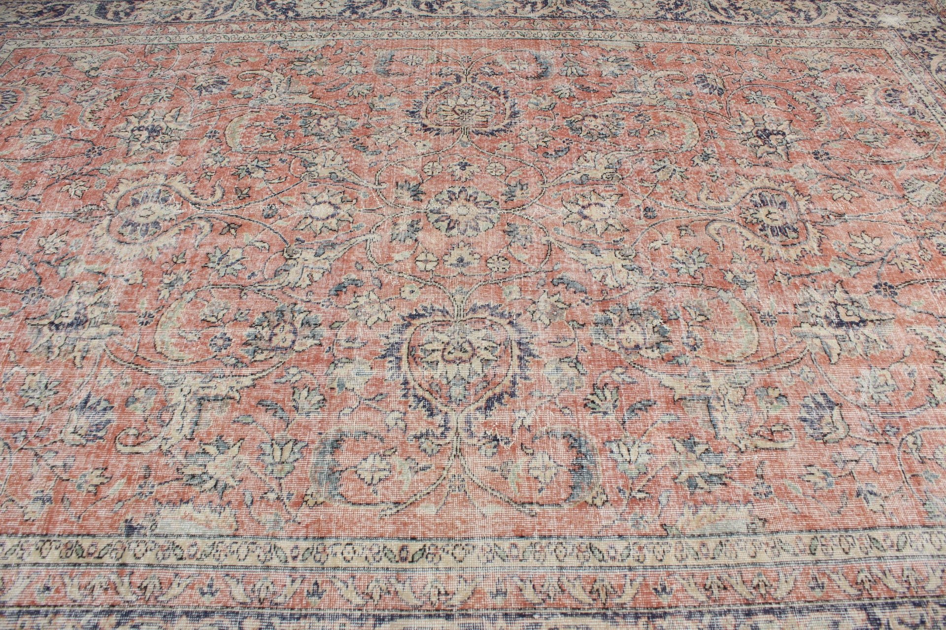 Salon Halıları, Türk Halısı, Yün Halı, Salon Halıları, 8.2x11.6 ft Büyük Boy Halılar, Vintage Halı, Salon Halısı, Fas Halıları, Turuncu Antika Halılar