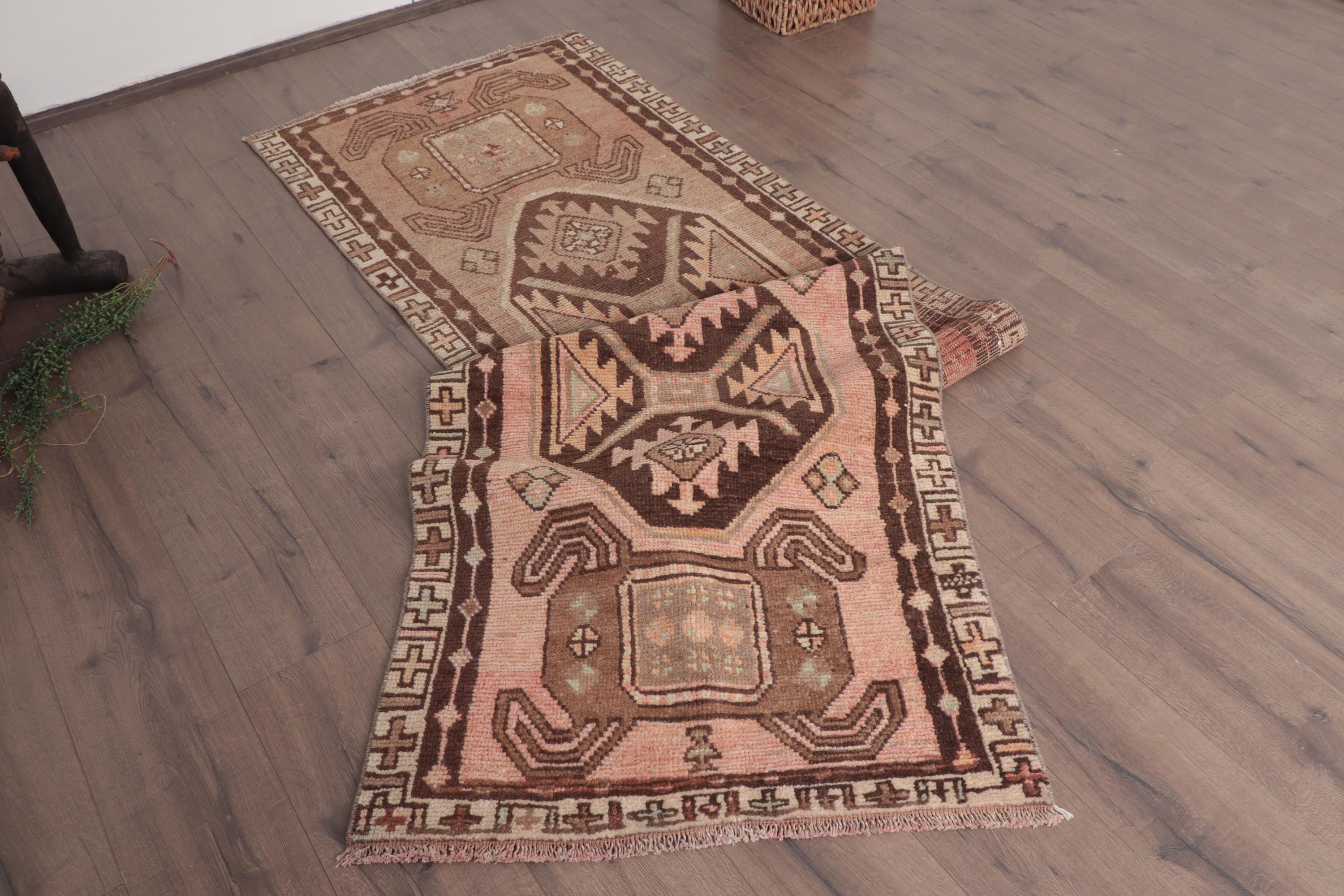 Vintage Halılar, 2.7x9.4 ft Runner Halı, Yer Halısı, Beni Ourain Runner Halısı, Kahverengi Fas Halıları, Vintage Runner Halısı, Türk Halısı