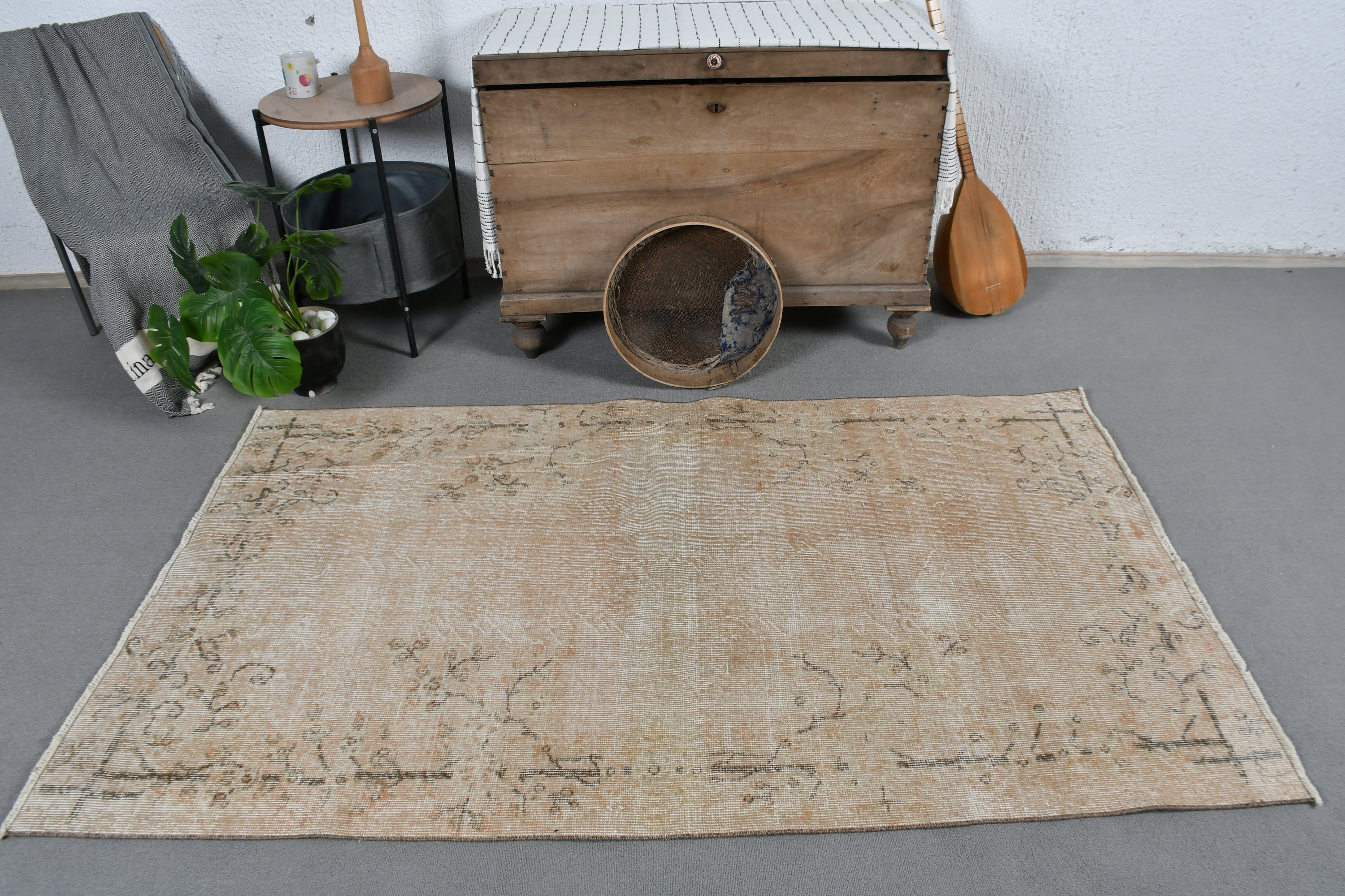 Turuncu Yer Halıları, Türk Halıları, Antika Halı, Çocuk Odası Halıları, Giriş Halısı, 3,7x6,3 ft Accent Halı, Çocuk Halısı, Vintage Halılar