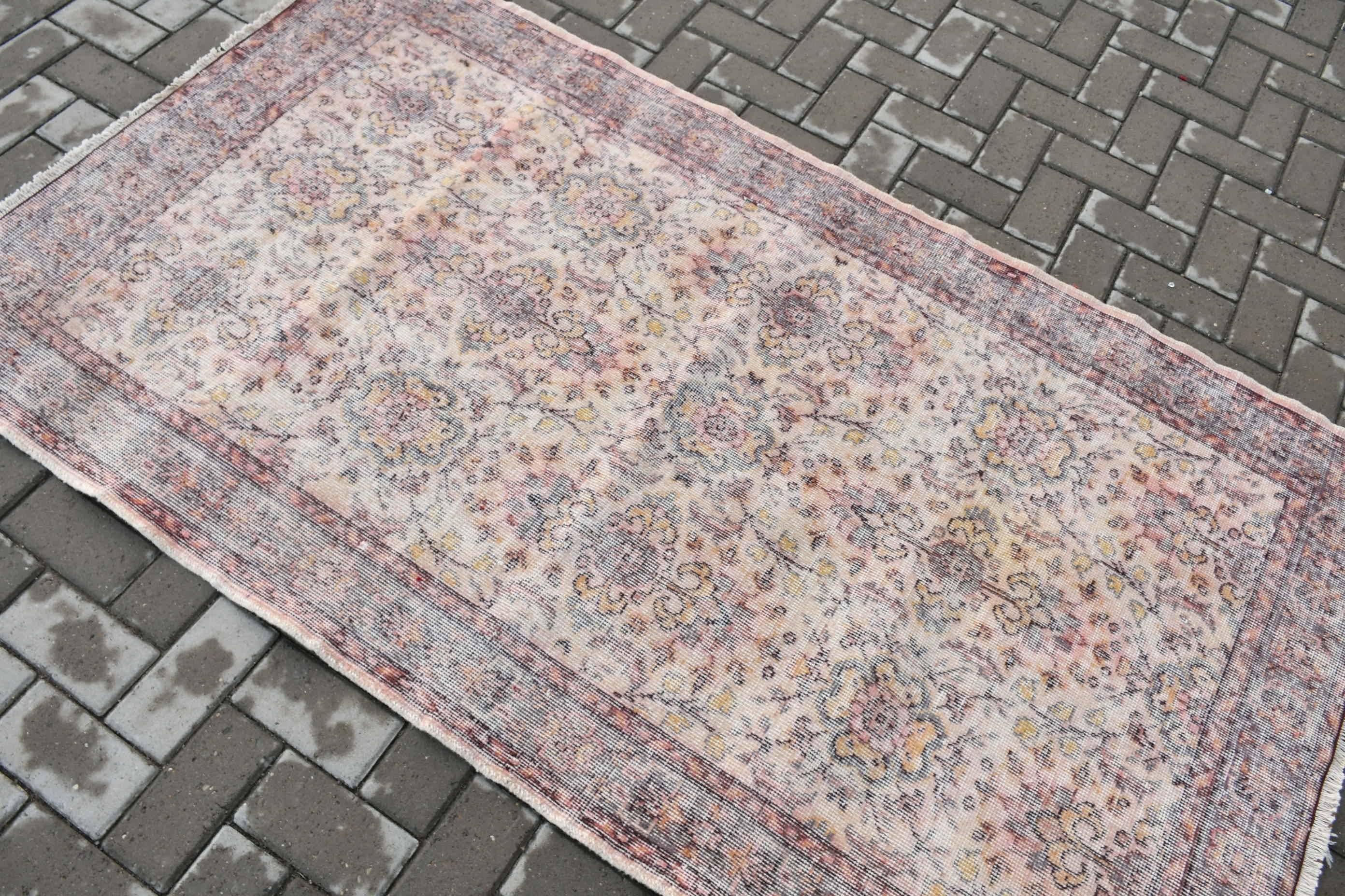 Bedroom Rug, Turkish Rugs, 3.8x6.7 ft Area Rug, Vintage Rug, Moroccan Rug, Pink Floor Rug, Aztec Rug, Rugs for Area, Living Room Rug