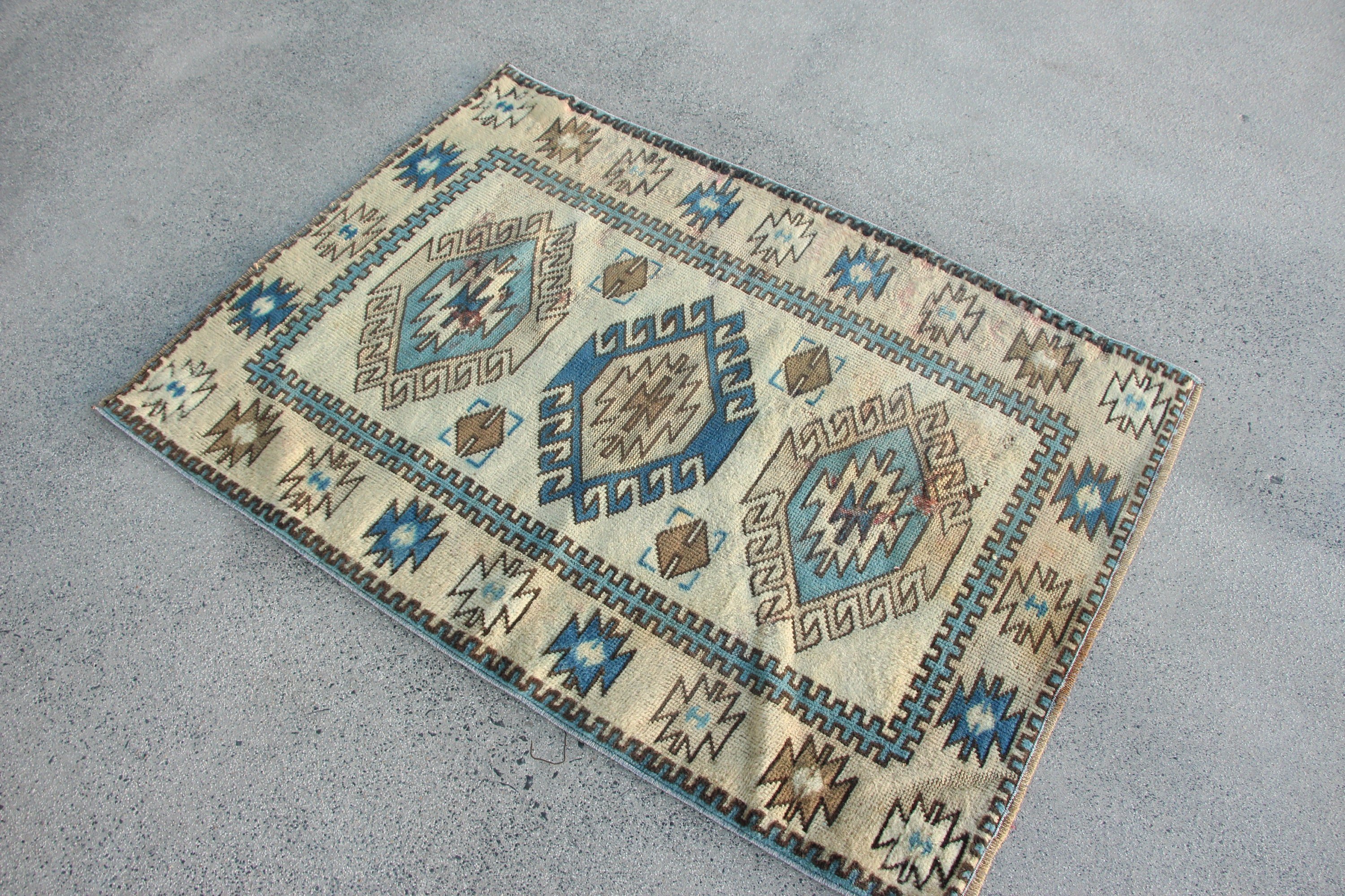 Beige Anatolian Rugs, Nursery Rugs, Car Mat Rug, 2.8x4.1 ft Small Rugs, Vintage Rug, Turkish Rugs, Handmade Rug, Oushak Rugs, Oriental Rug