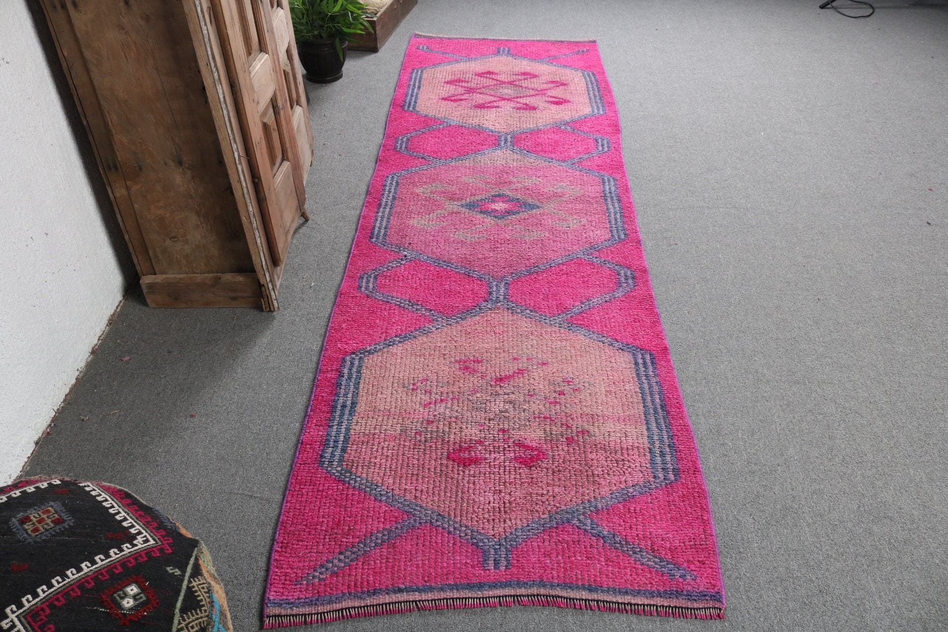 Boho Rug, Pink Boho Rugs, Anatolian Rug, Traditional Rugs, Kitchen Rugs, Long Runner Rug, Turkish Rugs, 2.9x9.5 ft Runner Rug, Vintage Rug