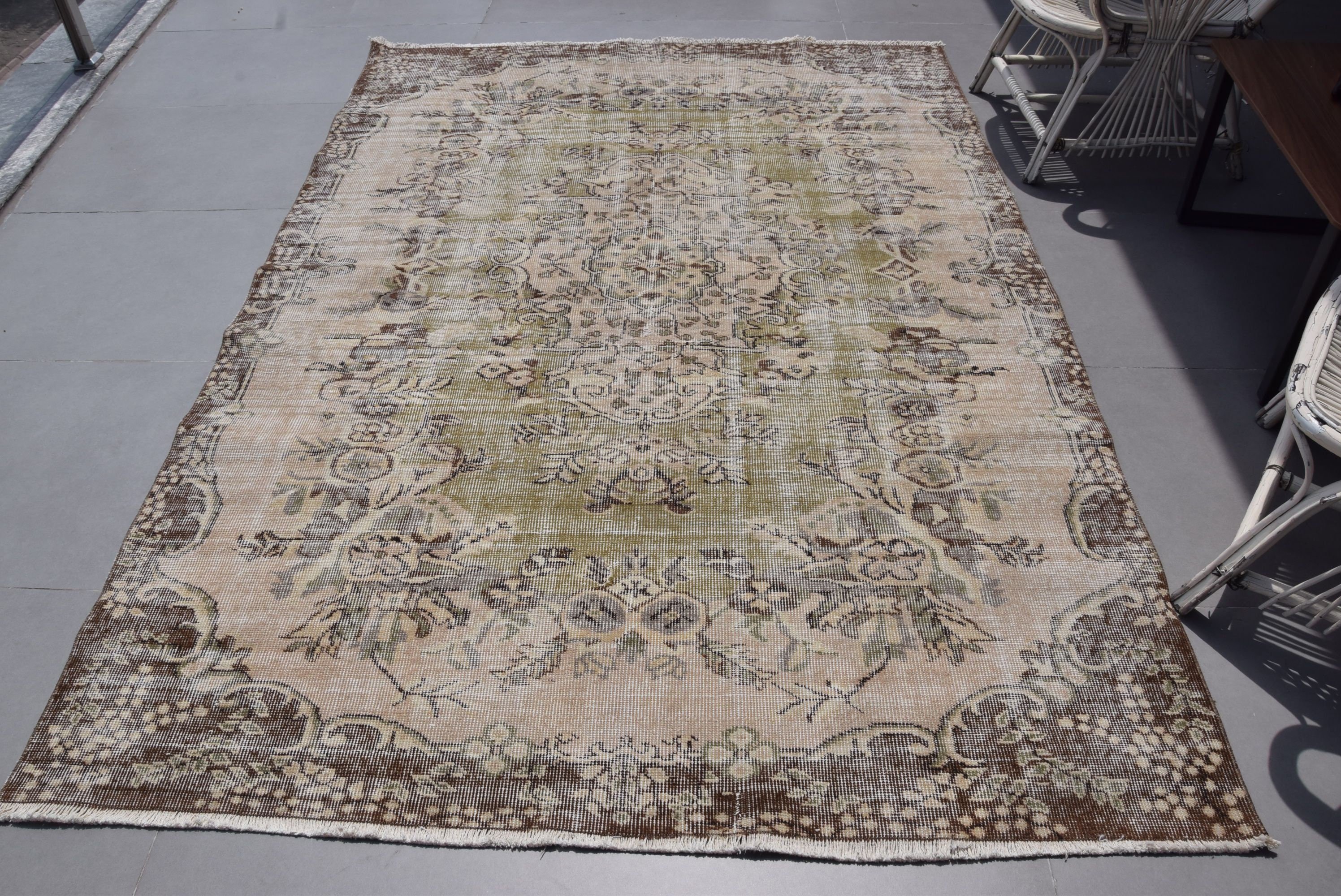 Rugs for Dining Room, Floor Rug, 5.9x8.5 ft Large Rug, Pastel Rug, Salon Rugs, Bedroom Rugs, Turkish Rug, Vintage Rugs, Brown Anatolian Rug