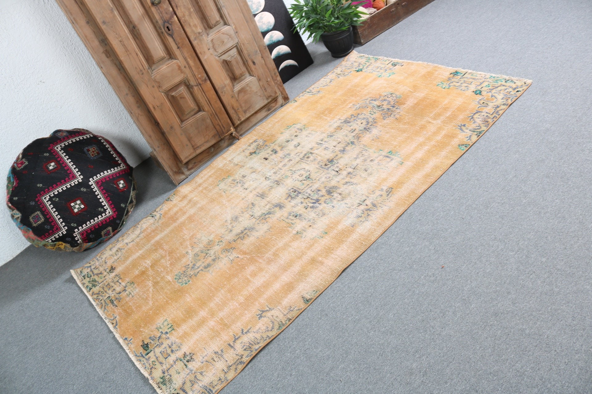 Yatak Odası Halıları, Vintage Halı, Yer Halısı, Türkiye Halıları, Türk Halıları, 3,9x6,9 ft Alan Halıları, Yemek Odası Halıları, Kahverengi Fas Halıları