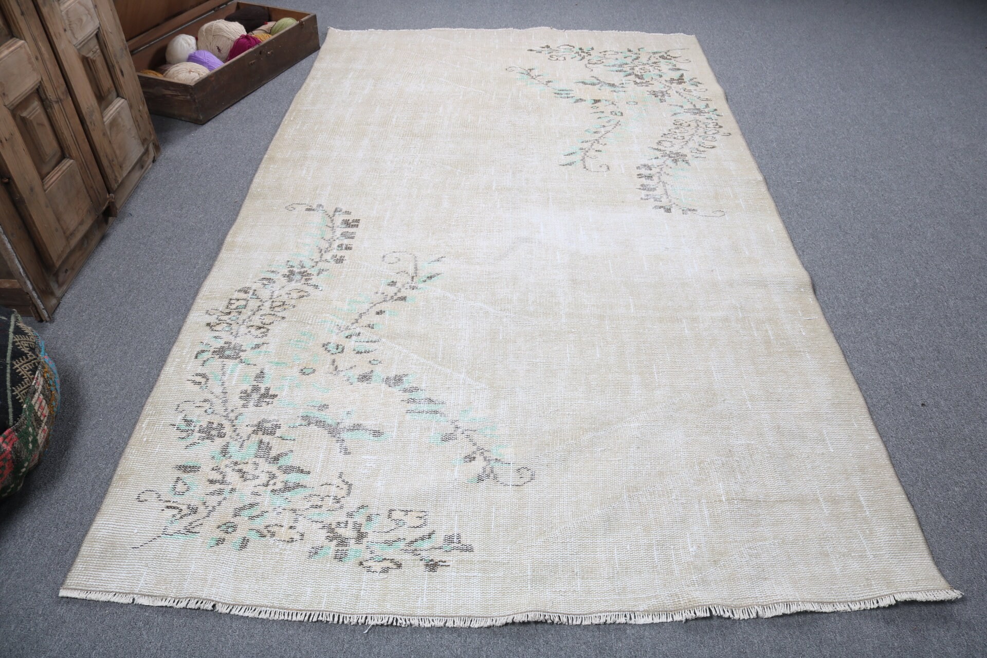 Yatak Odası Halıları, Mutfak Halısı, Ofis Halısı, Bej 5.3x8.8 ft Büyük Halılar, Yün Halılar, Türk Halıları, Salon Halısı, Vintage Halı