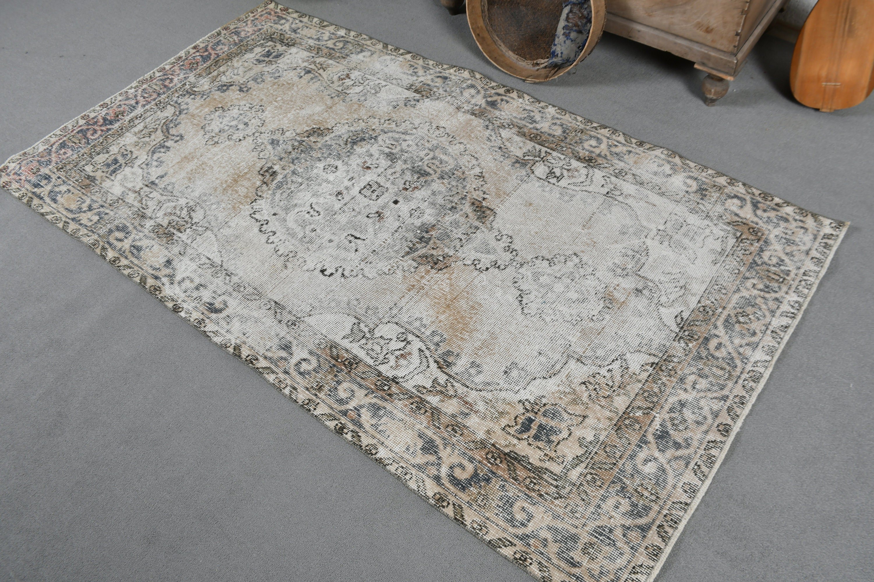 Turkish Rug, Beige Floor Rug, 3.6x6.5 ft Accent Rug, Antique Rug, Vintage Rug, Rugs for Kitchen, Nursery Rug, Cool Rug, Bedroom Rugs