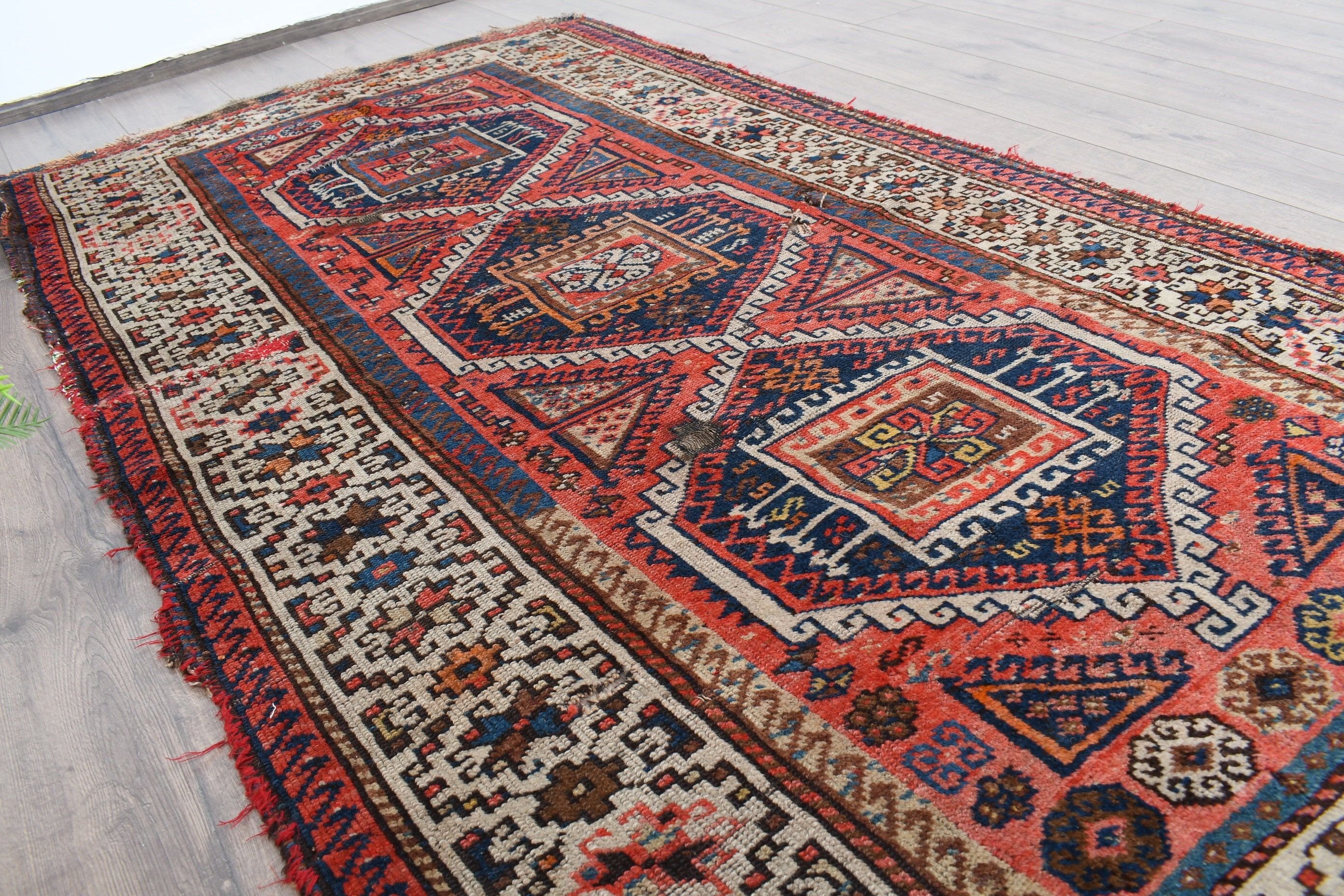 Turkish Rugs, 3.6x6.6 ft Accent Rugs, Rugs for Bedroom, Bedroom Rugs, Vintage Rugs, Flatweave Rug, Cool Rugs, Red Moroccan Rug, Kitchen Rug