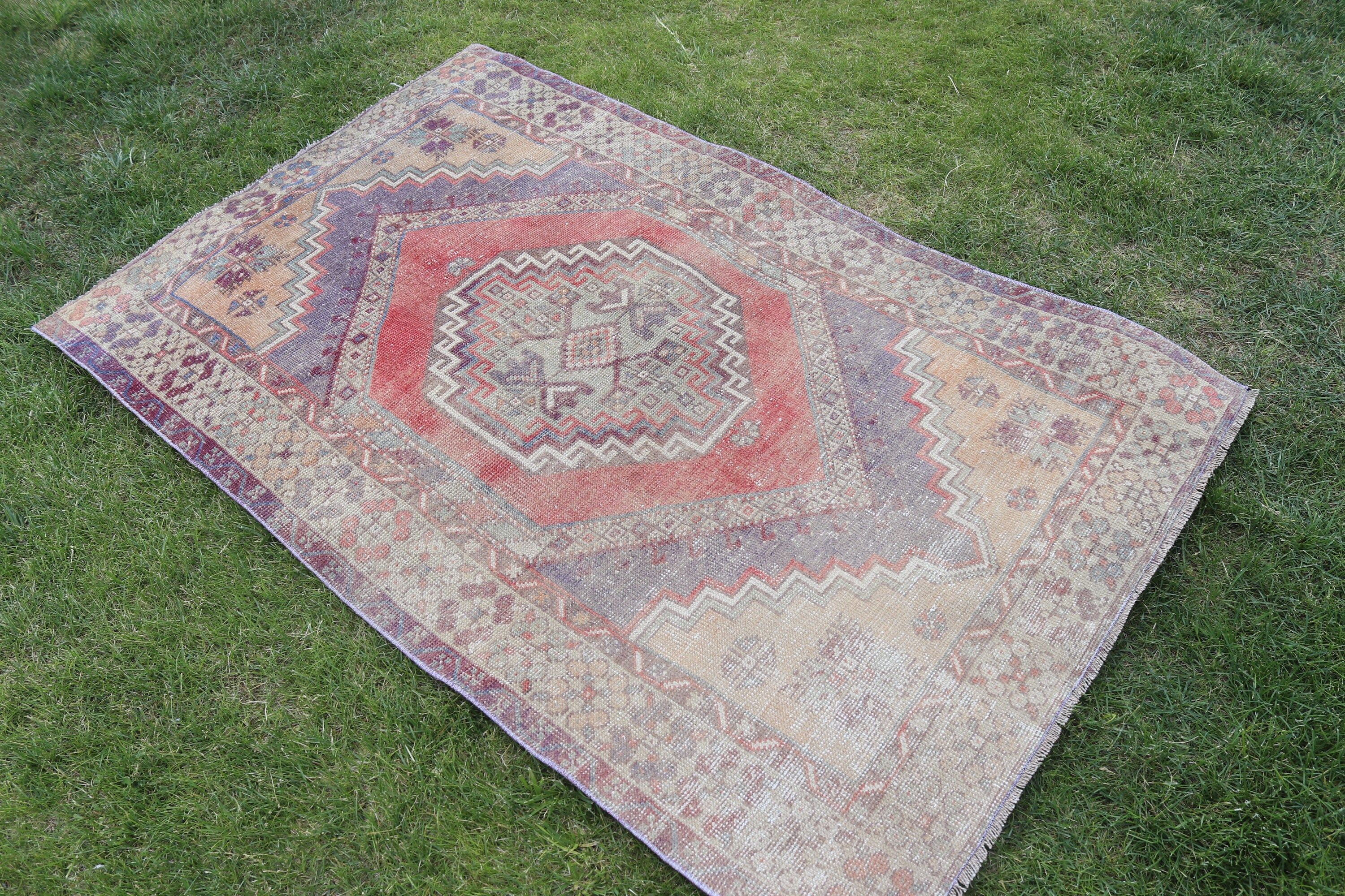 3,5x5,5 ft Aksan Halıları, Giriş Halıları, Mor Fas Halıları, Vintage Halı, Lüks Halı, Vintage Vurgu Halısı, Boho Halıları, Modern Halılar, Türk Halısı