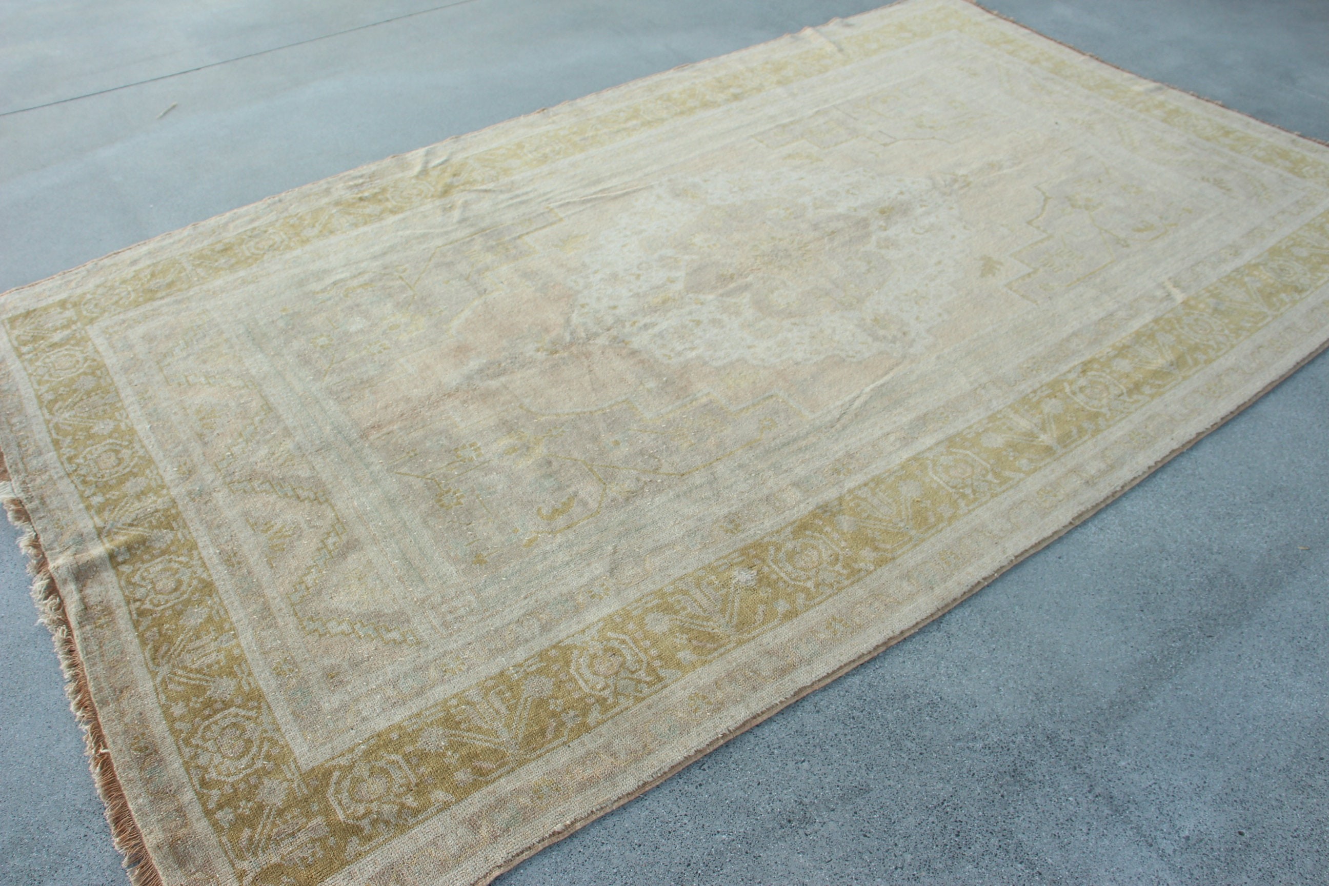 Vintage Halı, 5.9x9.8 ft Büyük Halılar, Bej Anadolu Halıları, Salon Halısı, Boho Halısı, Oturma Odası Halısı, Açıklama Halıları, Geometrik Halı, Türk Halısı