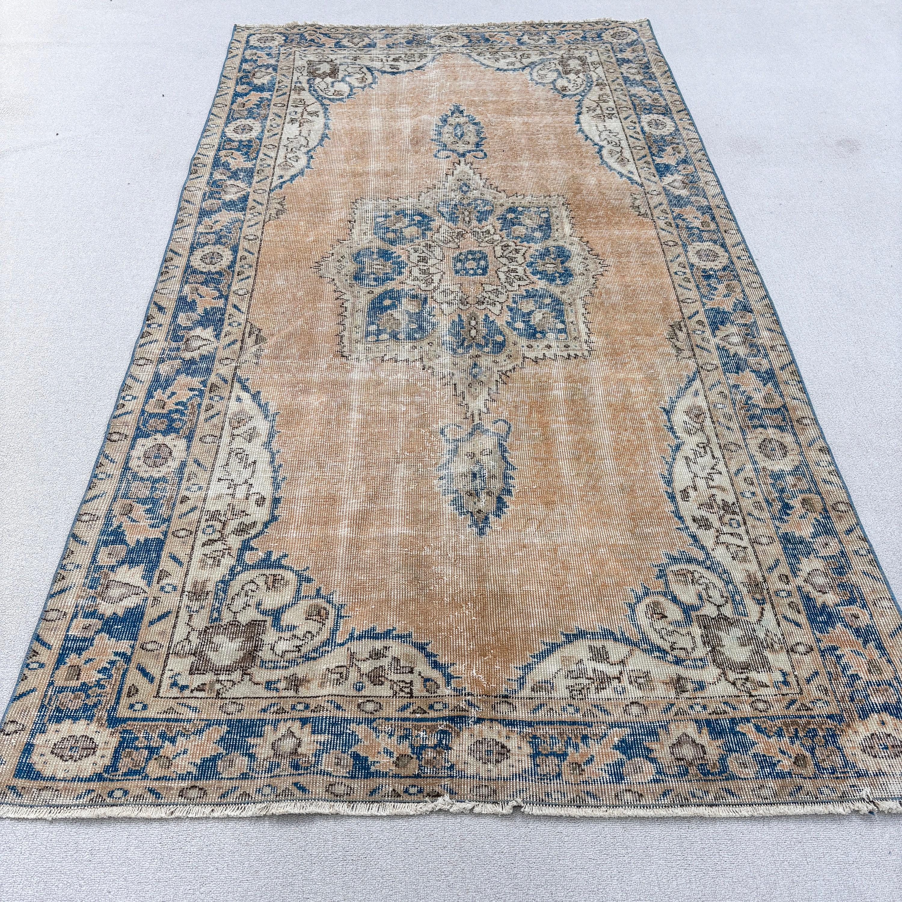 Indoor Rugs, Turkish Rug, Vintage Rug, Oriental Rugs, Home Decor Rugs, 4.6x8.6 ft Area Rugs, Blue Cool Rugs, Nursery Rug, Boho Rugs